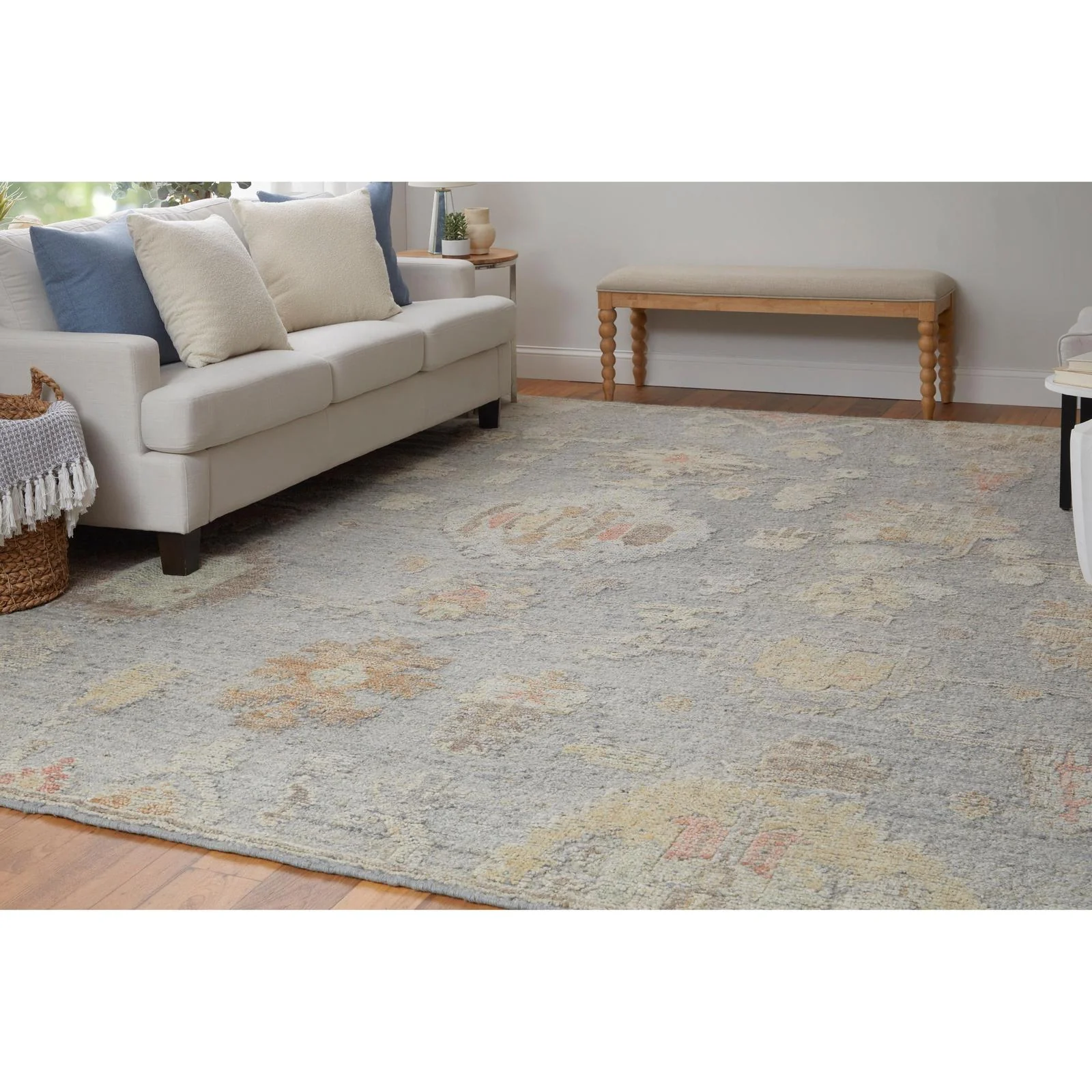 Feizy Grafton 69FMF Transitional Floral & Botanical Rug in Blue/Gray/Yellow - Image 4