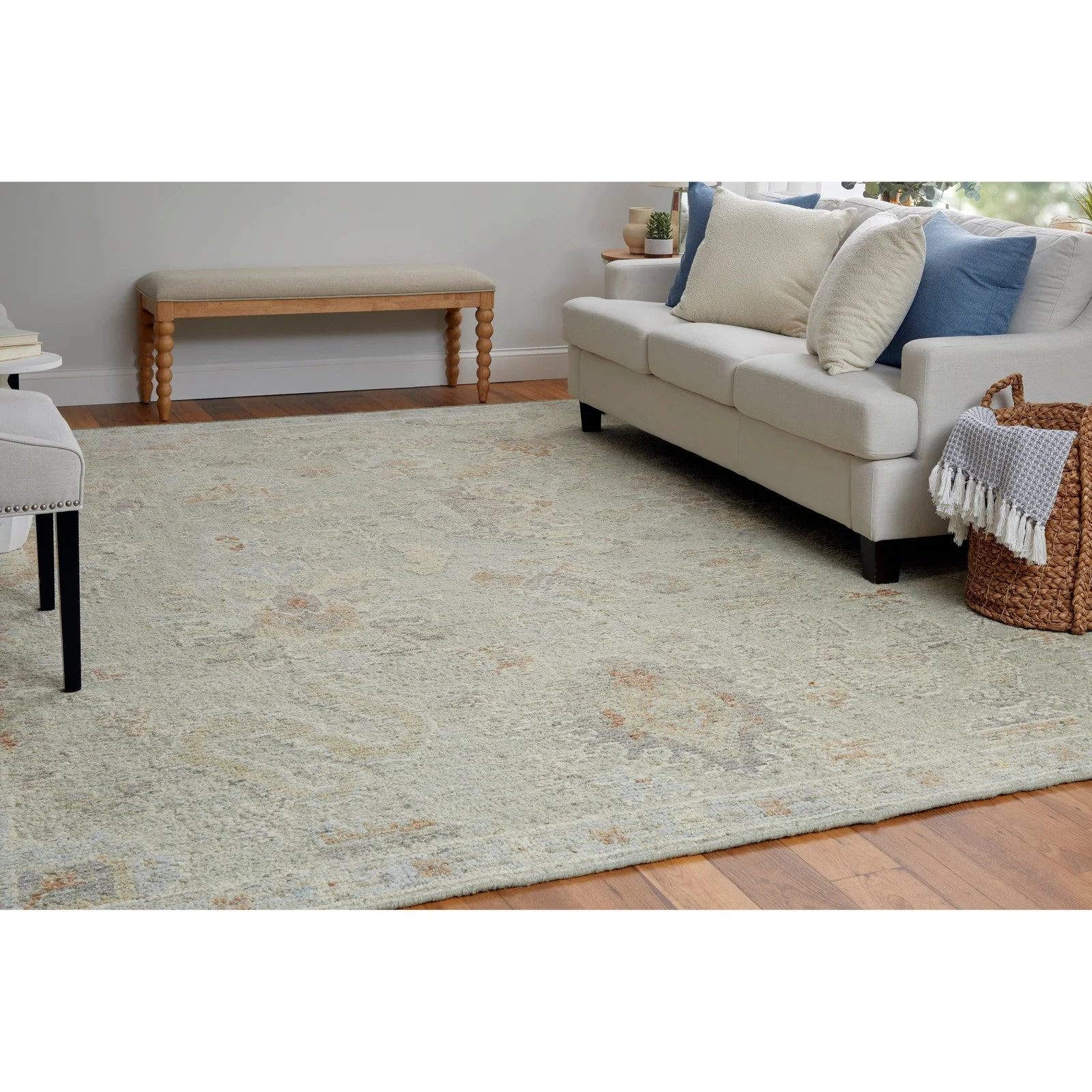 Feizy Grafton 69FNF Transitional Floral & Botanical in Gray/Green/Blue - Image 3