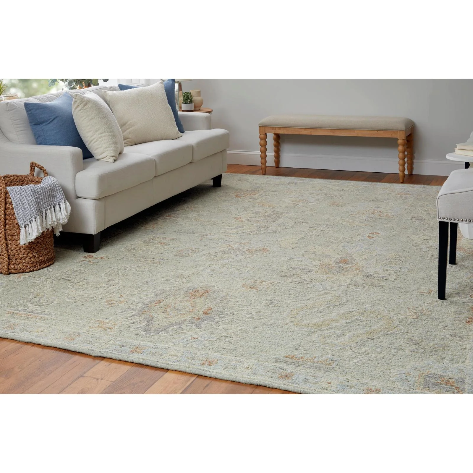 Feizy Grafton 69FNF Transitional Floral & Botanical Rug in Gray/Green/Blue - Image 4