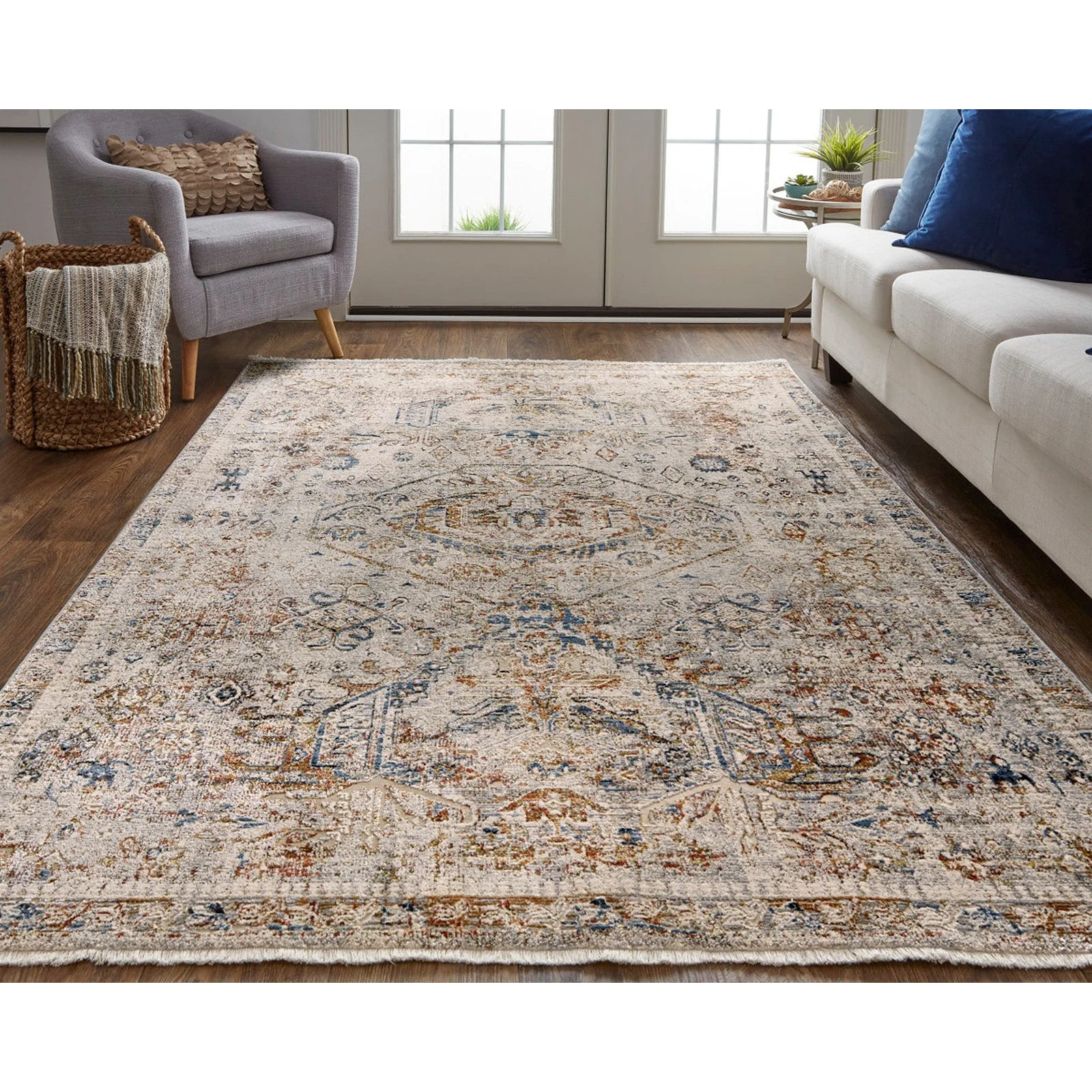 Feizy Kaia 39GJF Transitional Medallion in Tan/Orange/Red - Image 2