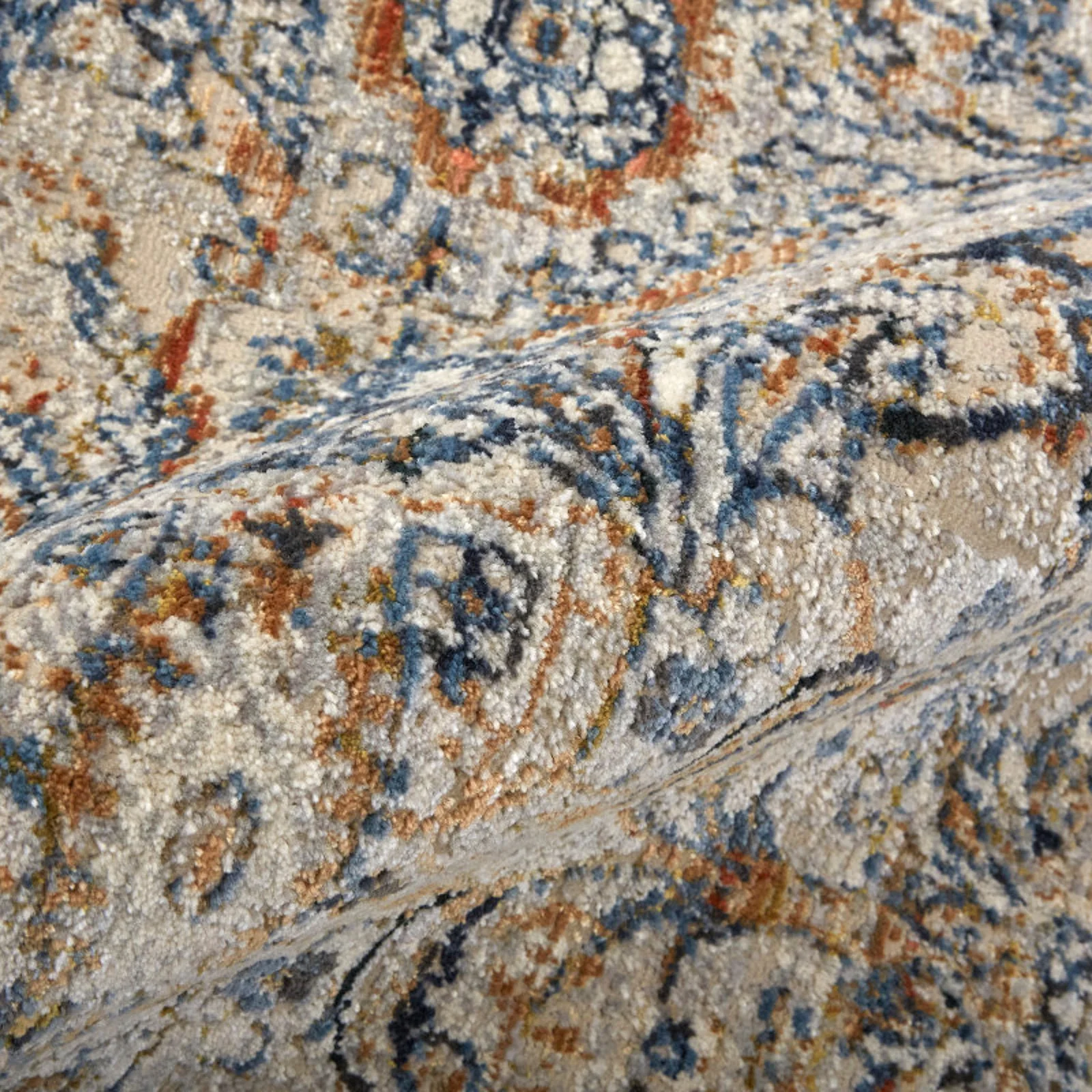 Feizy Kaia 39GNF Transitional Damask in Tan/Blue/Orange - Image 4