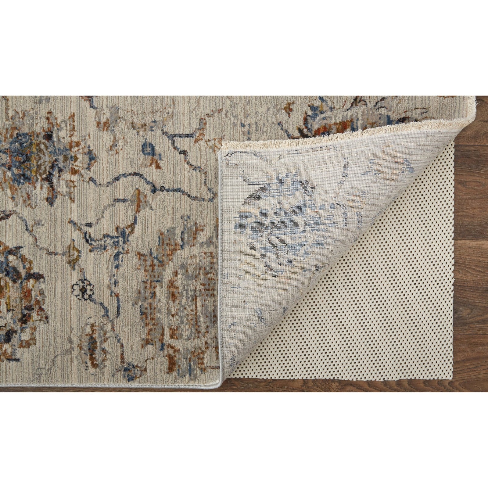 Feizy Kaia 39GPF Transitional Floral & Botanical in Ivory/Orange/Blue - Image 4