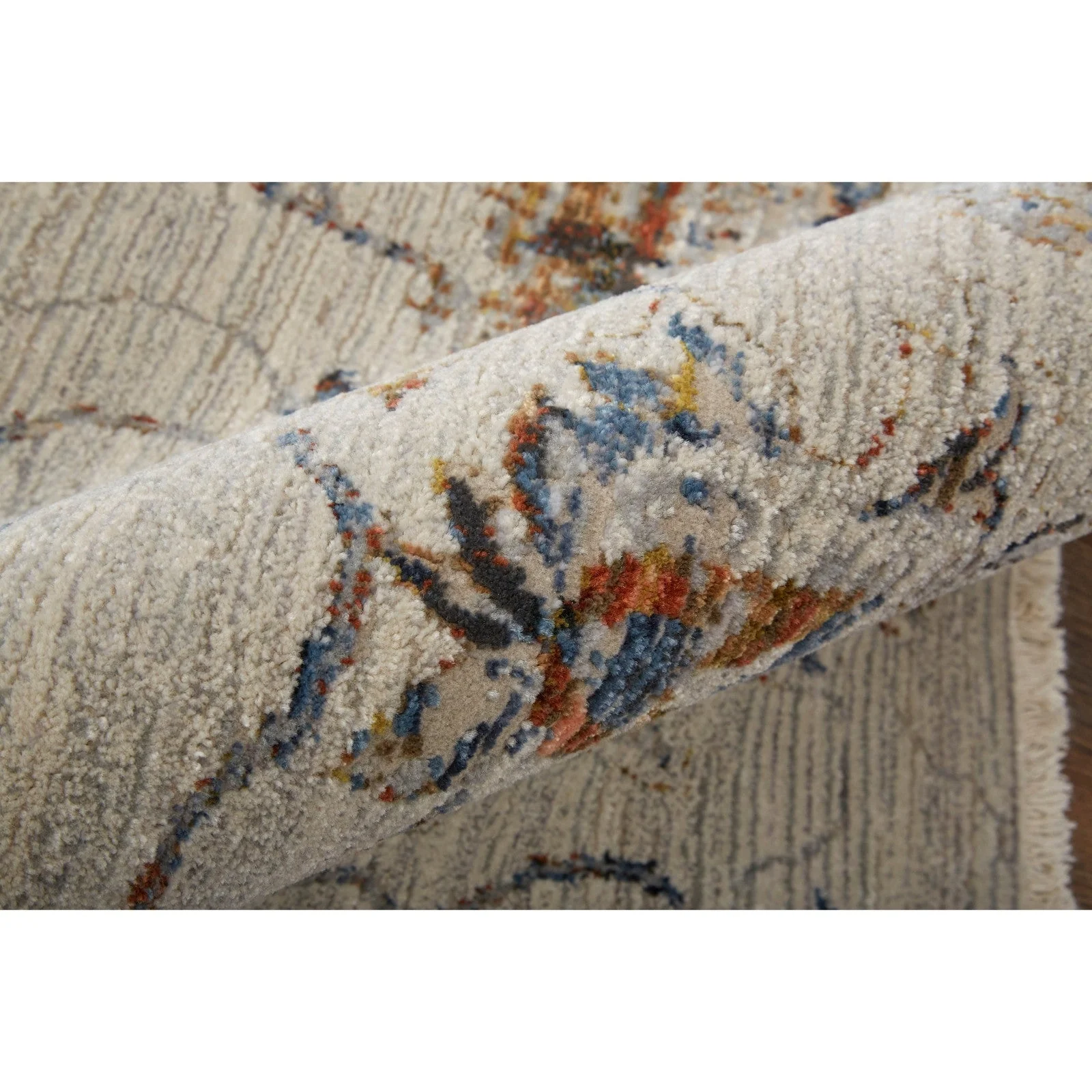 Feizy Kaia 39GPF Transitional Floral & Botanical in Ivory/Orange/Blue - Image 5