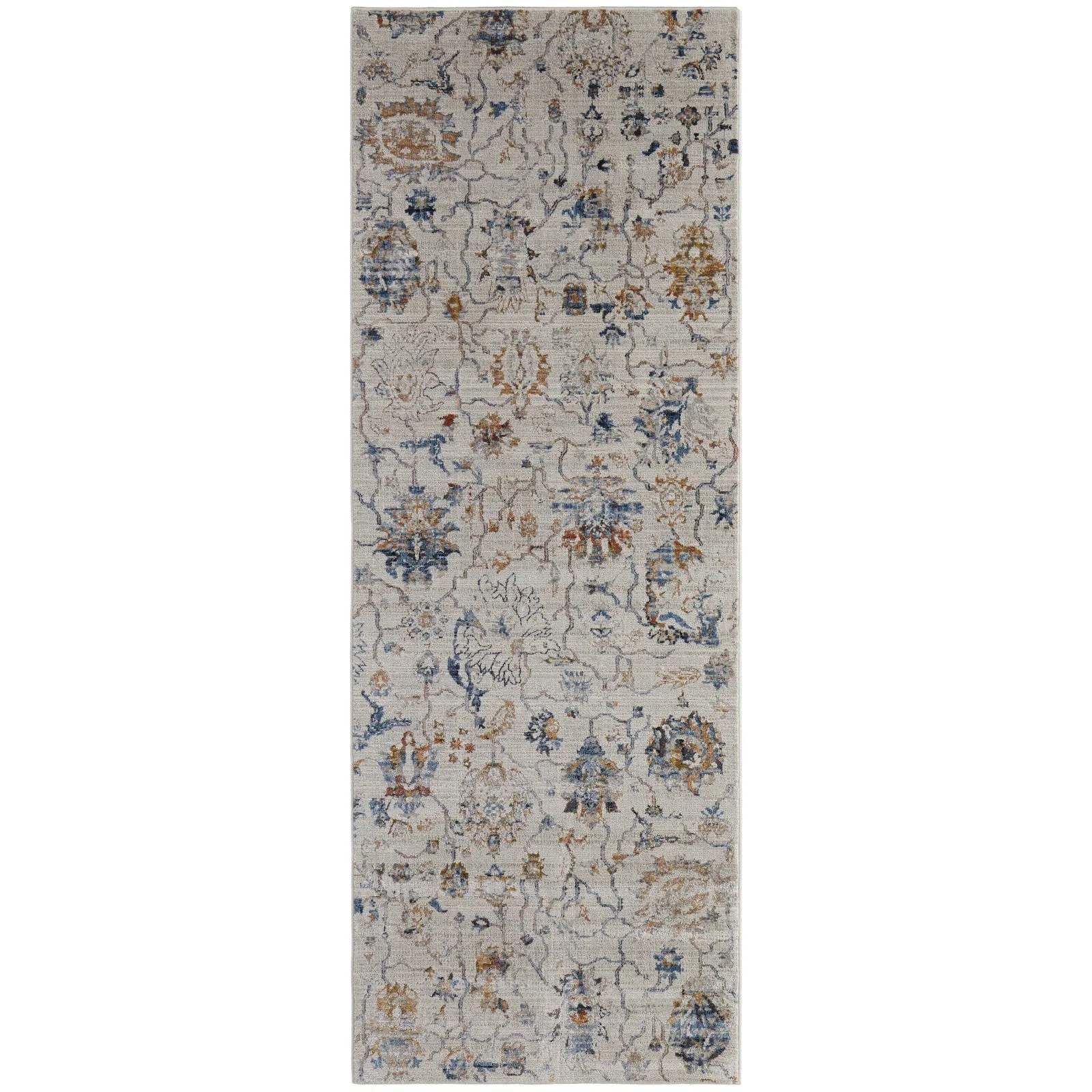 Feizy Kaia 39GPF Transitional Floral & Botanical in Ivory/Orange/Blue - Image 8