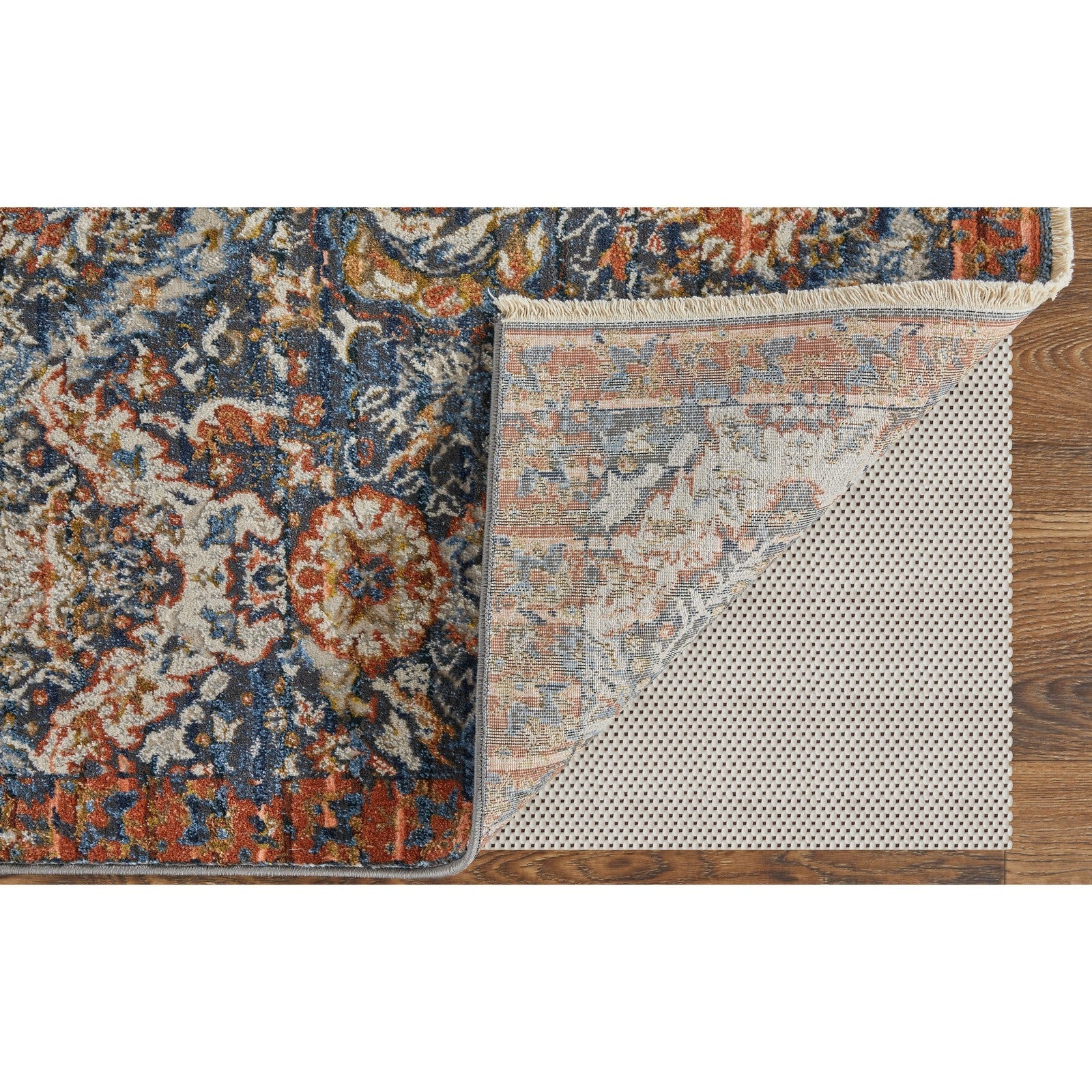 Feizy Kaia 39HRF Transitional Floral & Botanical in Blue/Orange/Ivory - Image 6