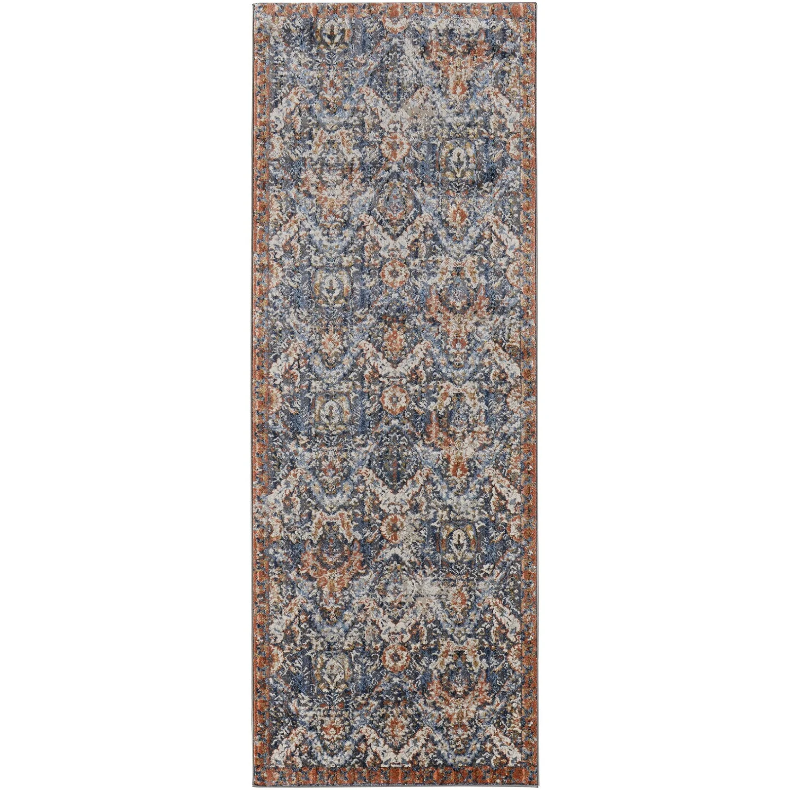 Feizy Kaia 39HRF Transitional Floral & Botanical in Blue/Orange/Ivory - Image 8