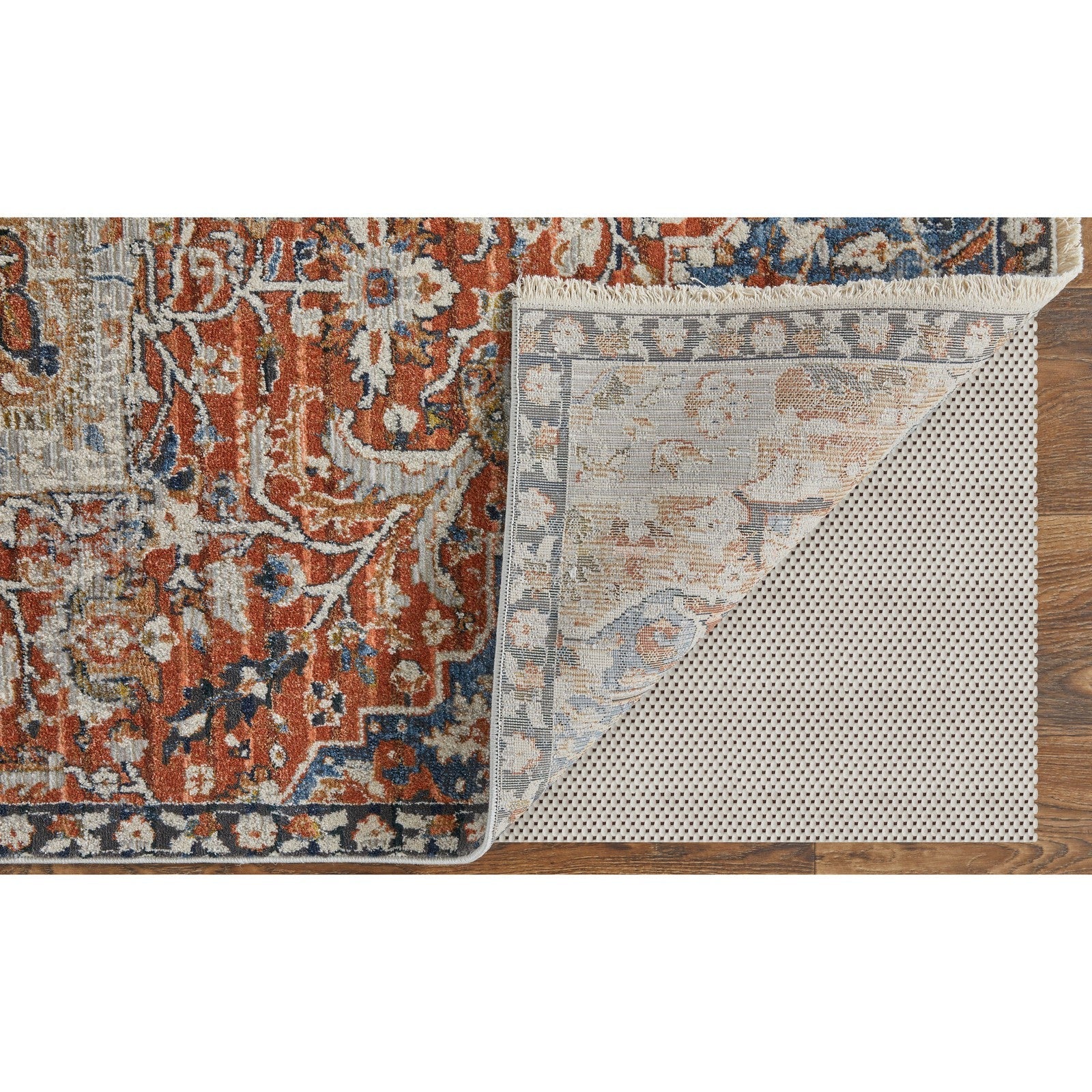 Feizy Kaia 39HXF Transitional Medallion in Orange/Ivory/Blue - Image 6