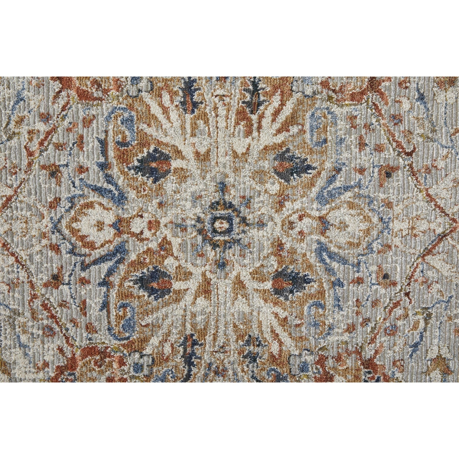 Feizy Kaia 39HXF Transitional Medallion in Orange/Ivory/Blue - Image 8