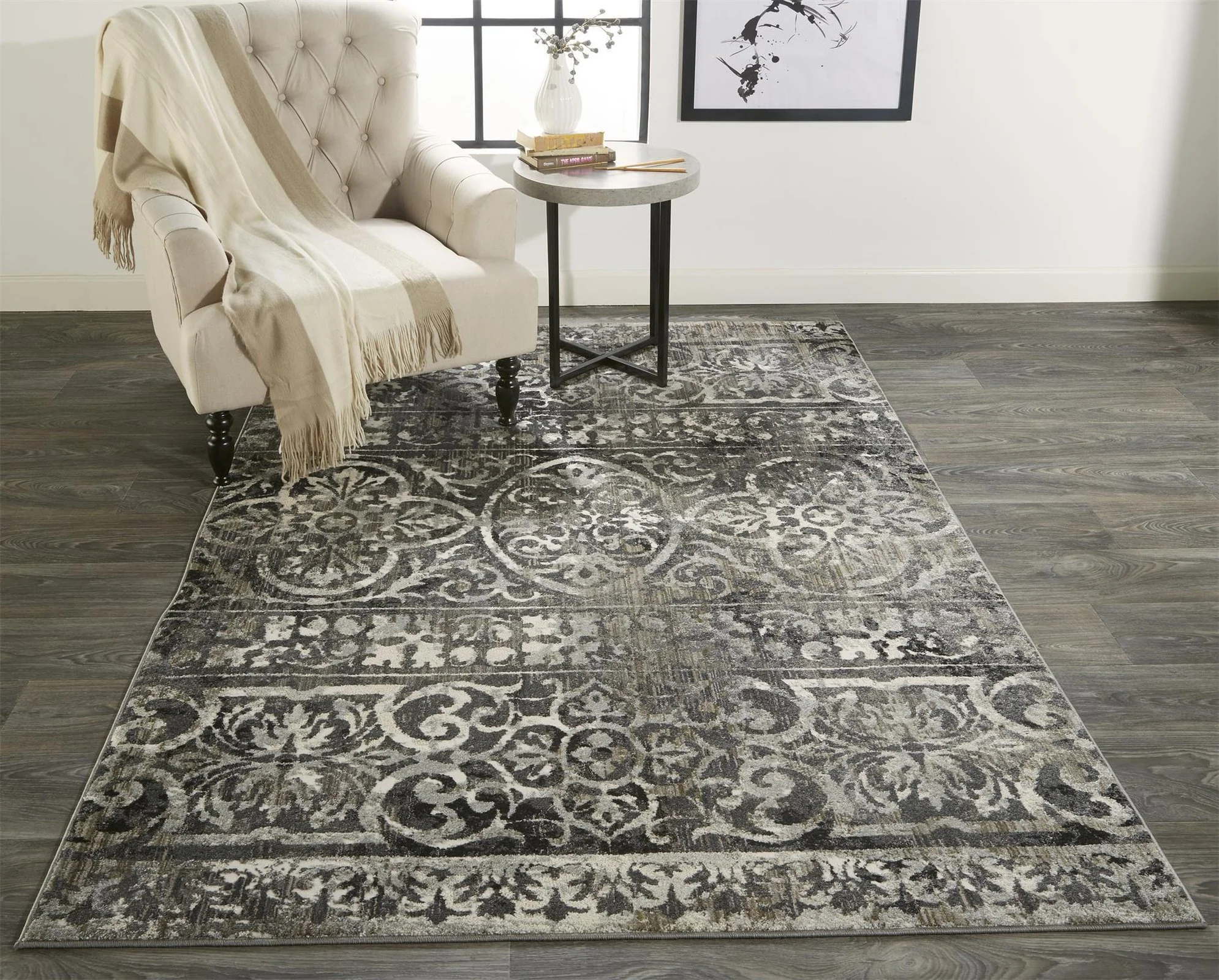 Feizy Kano 3871F Rug in Charcoal/Ivory - Image 7