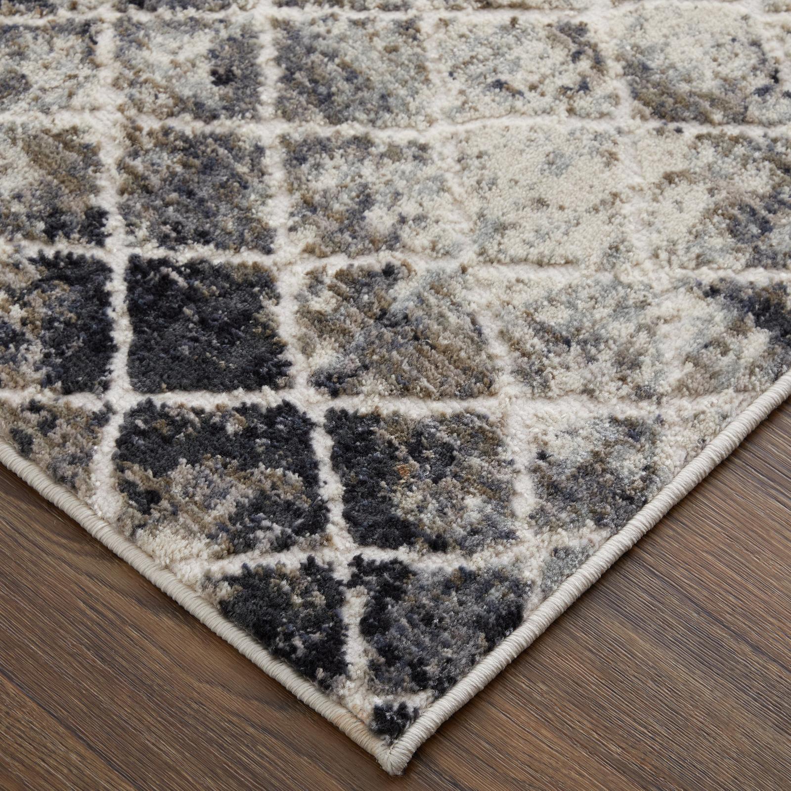 Feizy Kano 3873F Transitional Diamond Rug in Ivory/Gray/Taupe - Image 3