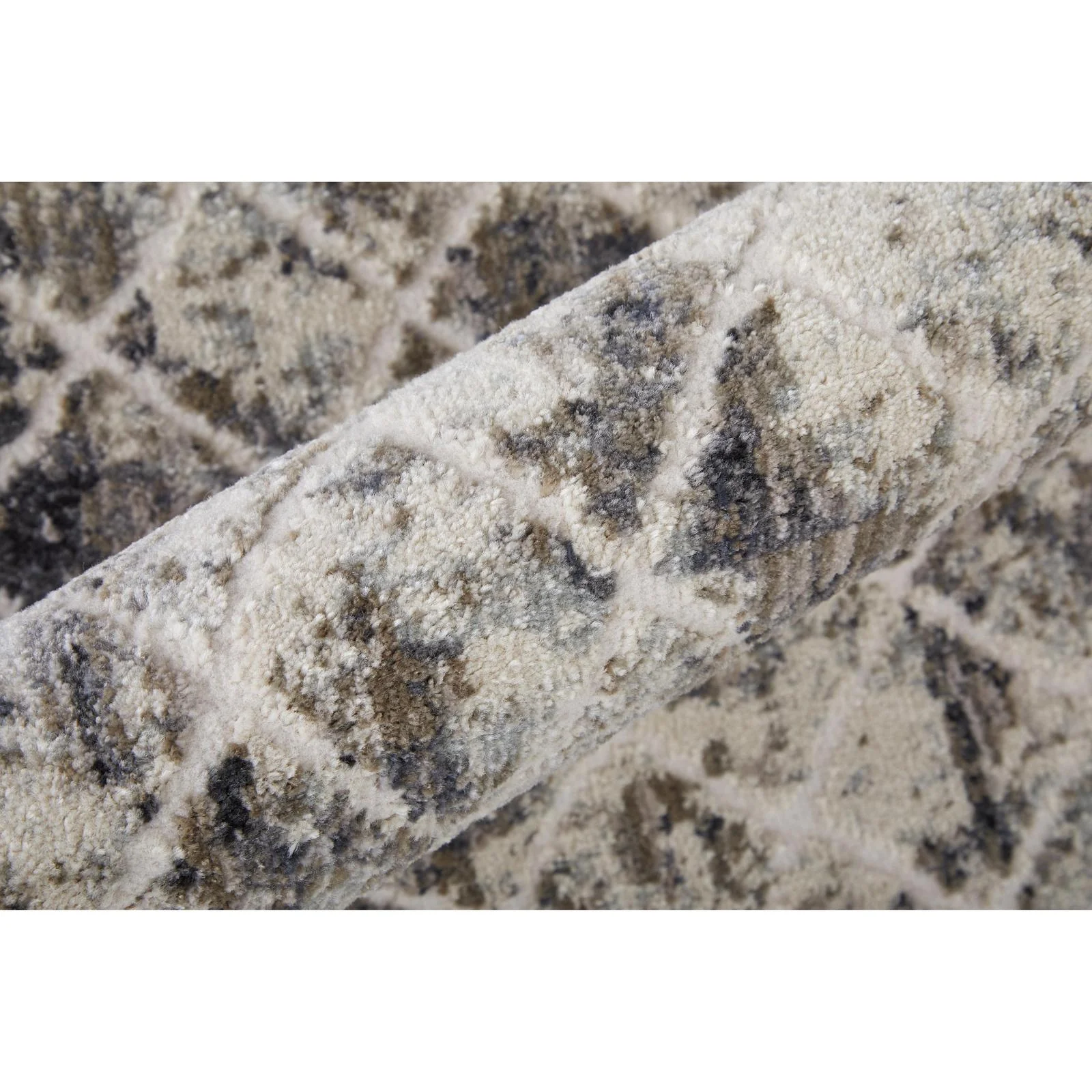 Feizy Kano 3873F Transitional Diamond Rug in Ivory/Gray/Taupe - Image 5