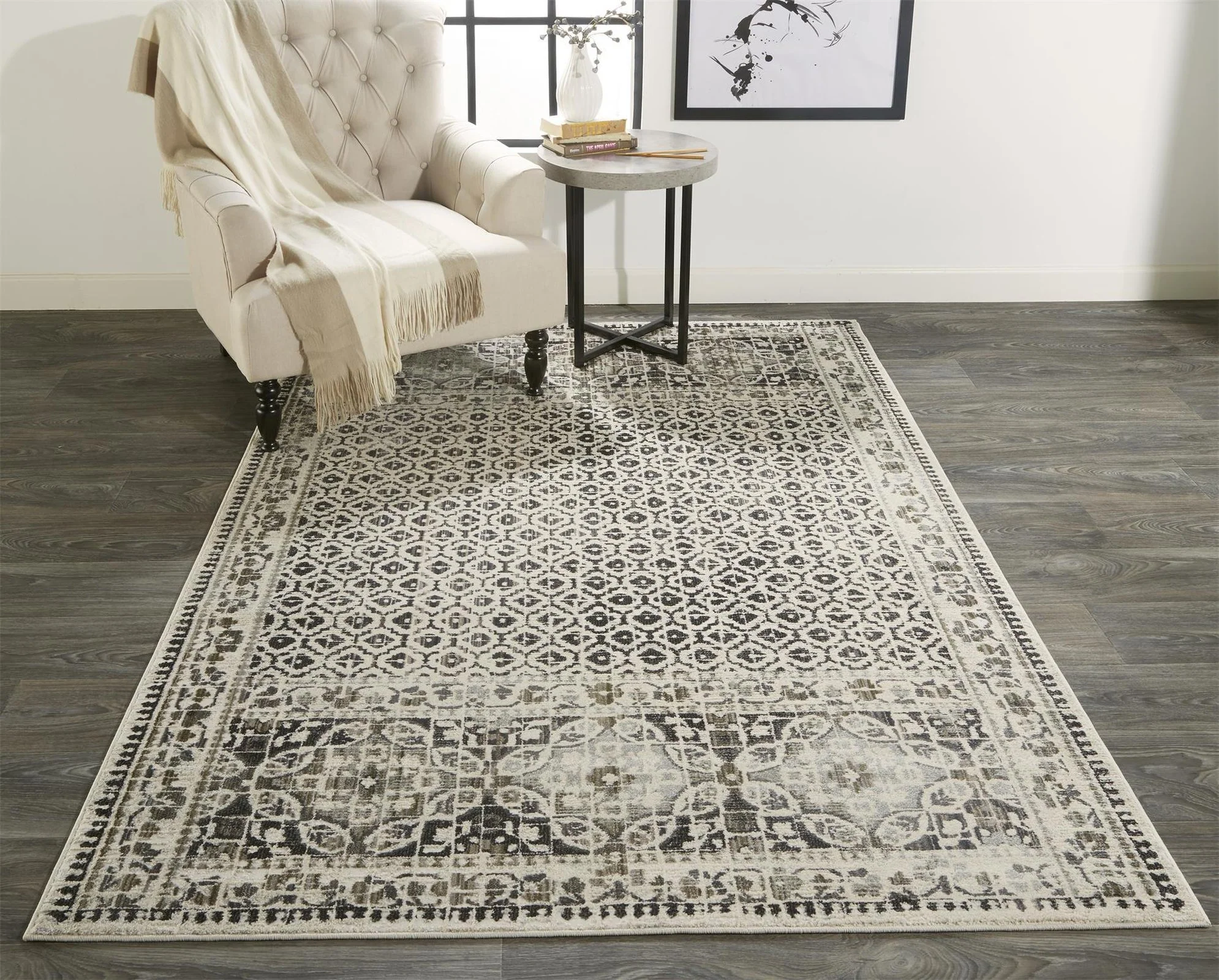 Feizy Kano 3874F Rug in Gray/Ivory - Image 6