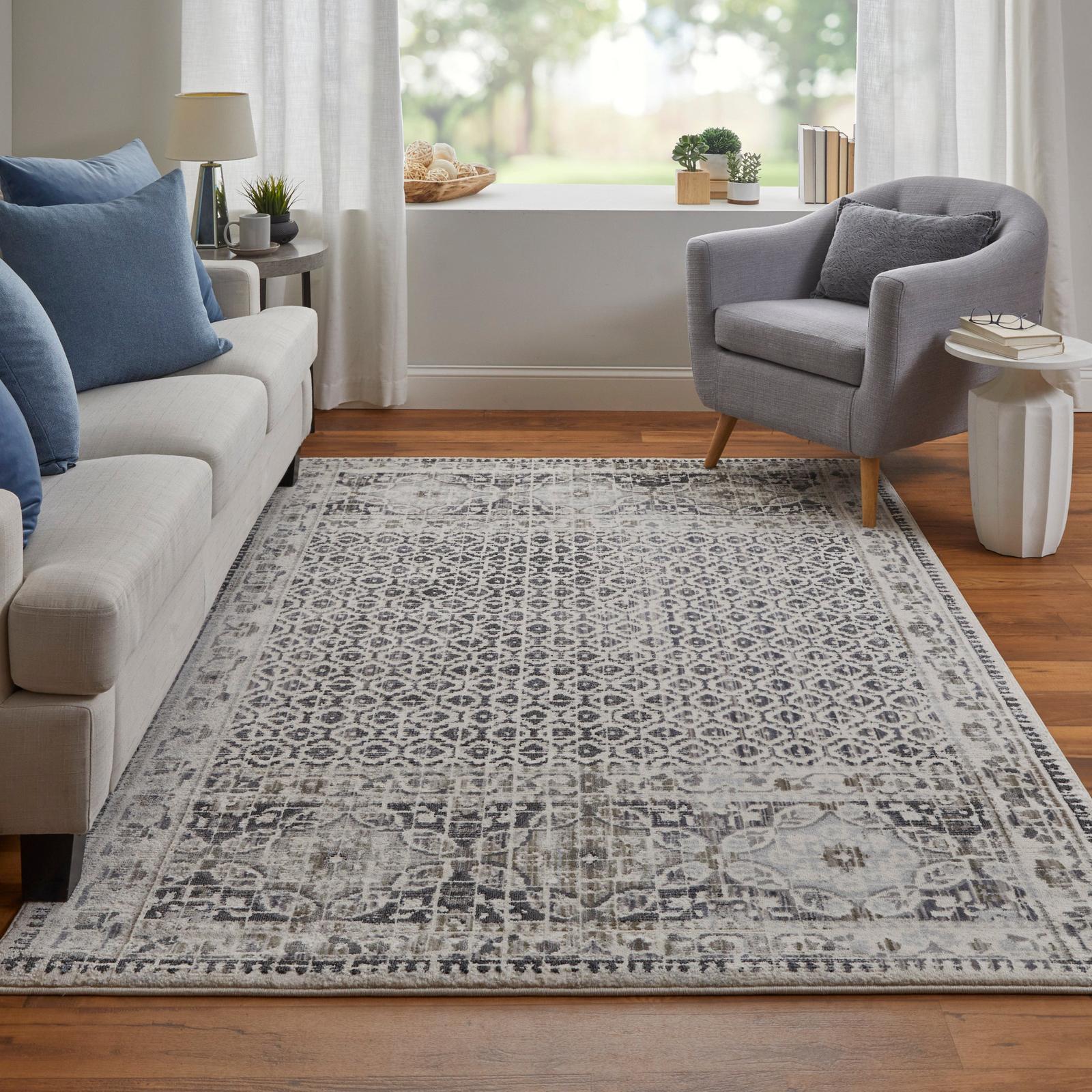 Feizy Kano 3874F Transitional Distressed Rug in Ivory/Taupe/Gray - Image 2