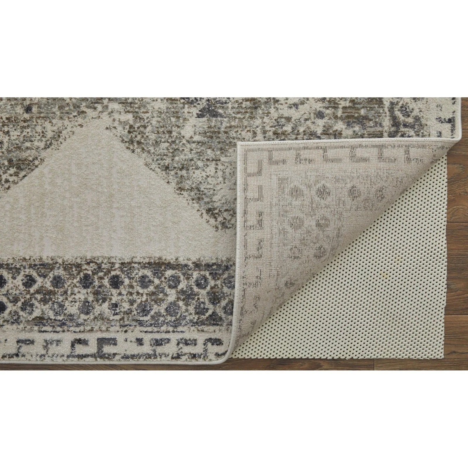Feizy Kano 39LJF Transitional Distressed Rug in Ivory/Taupe/Gray - Image 9