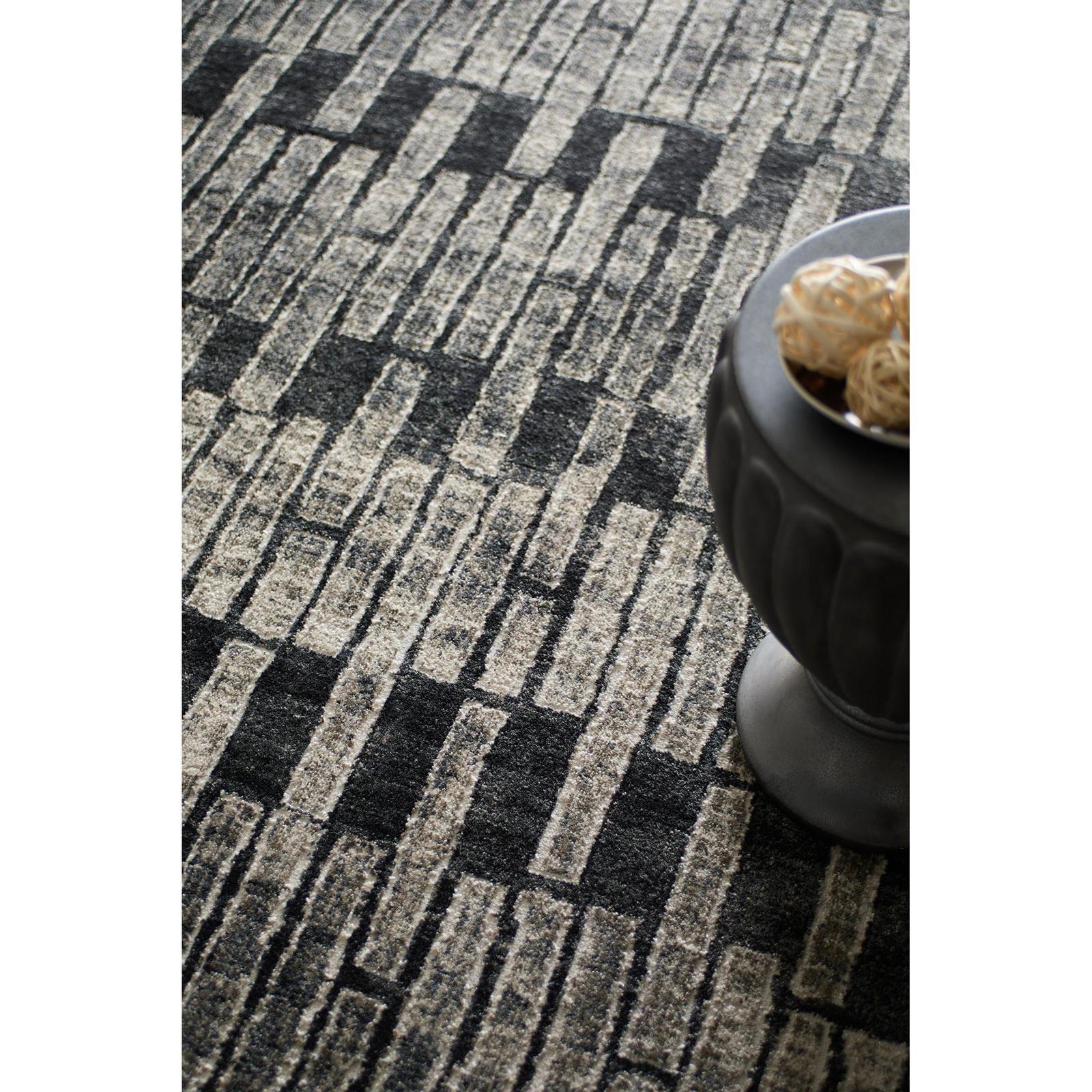 Feizy Kano 39LKF Transitional Geometric Rug in Gray/Black/Ivory - Image 3