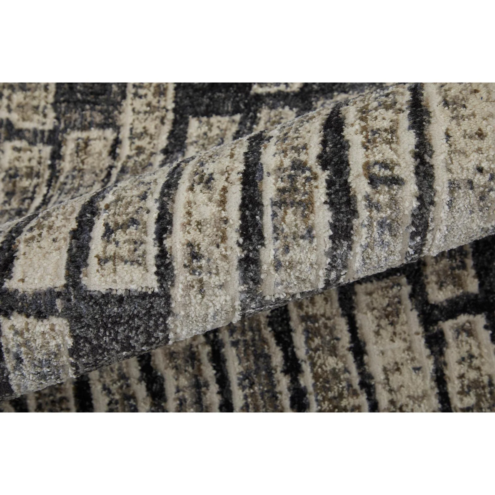 Feizy Kano 39LKF Transitional Geometric Rug in Gray/Black/Ivory - Image 7