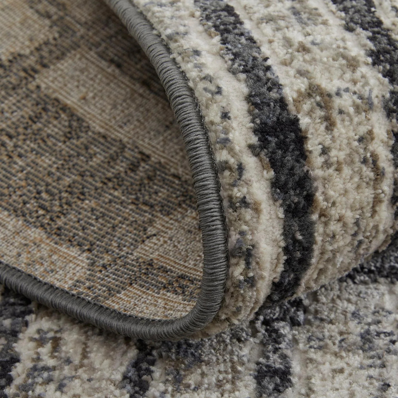 Feizy Kano 39LKF Transitional Geometric Rug in Gray/Black/Ivory - Image 9