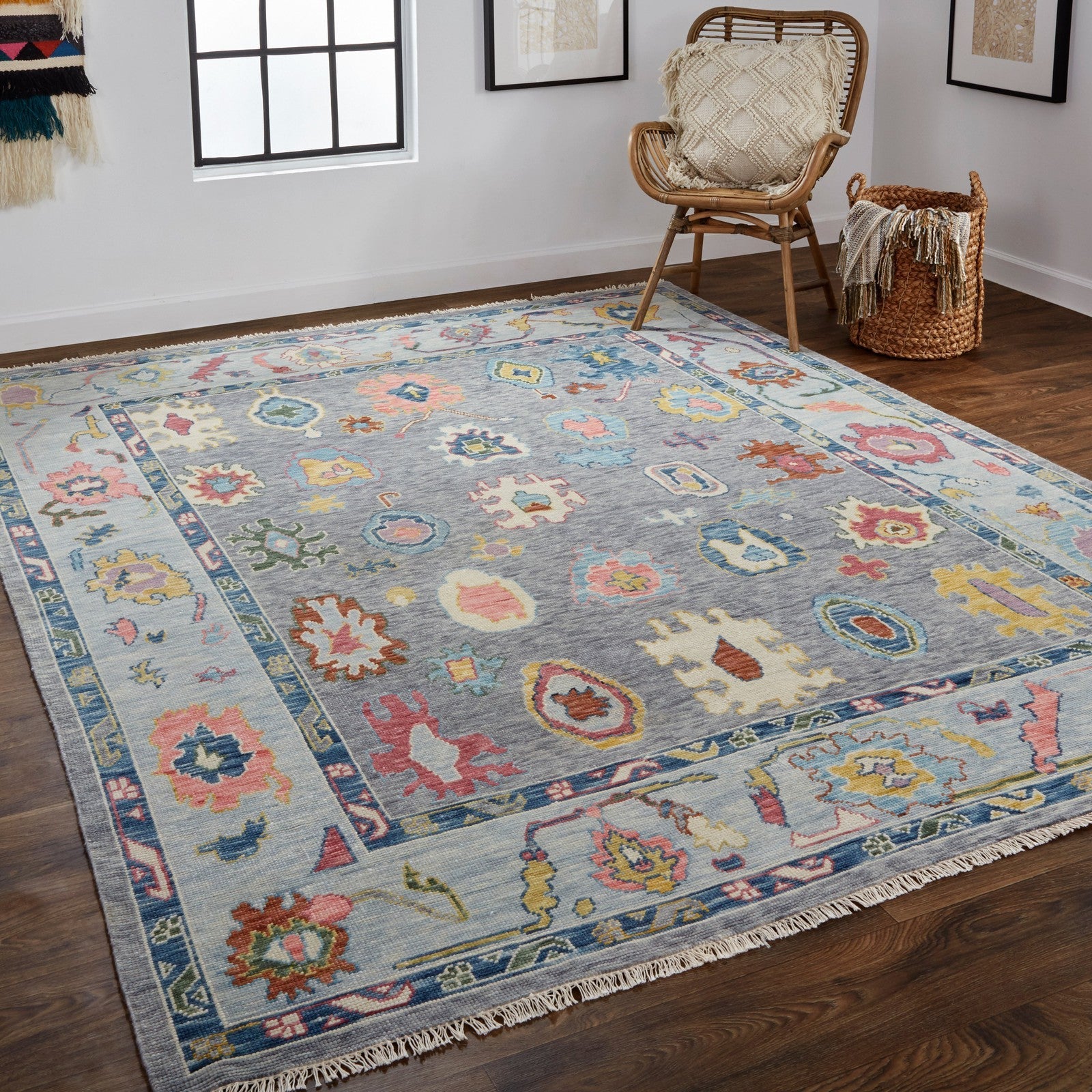 Feizy Karina 6792F Traditional Persian in Blue/Gray/Red - Image 3