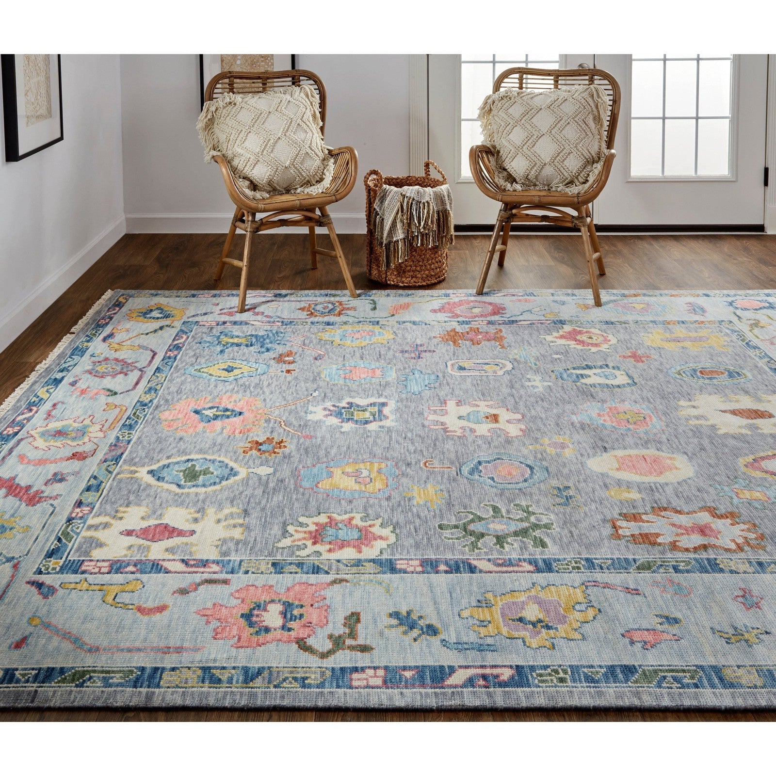 Feizy Karina 6792F Traditional Persian in Blue/Gray/Red - Image 4