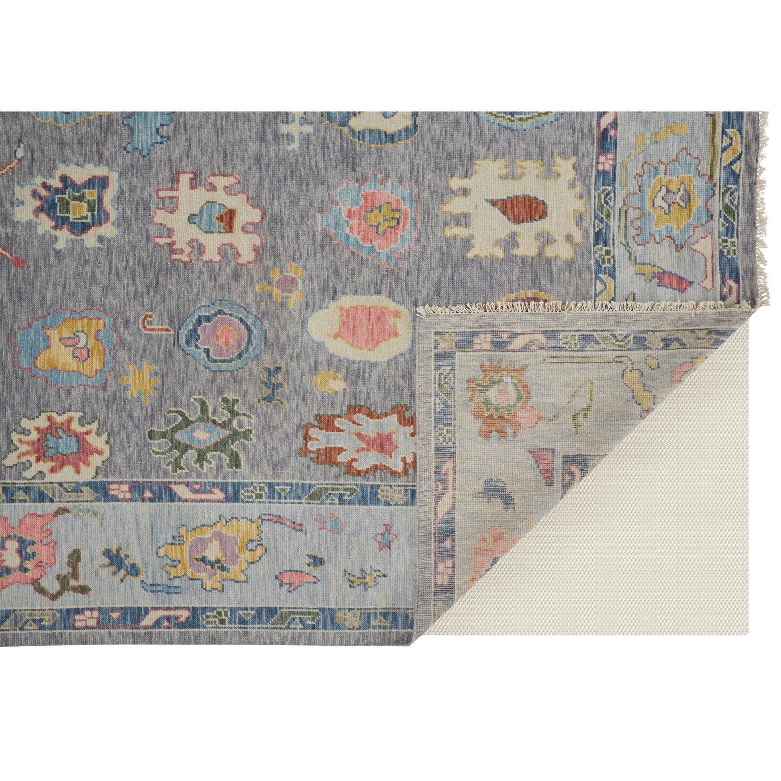 Feizy Karina 6792F Traditional Persian in Blue/Gray/Red - Image 6
