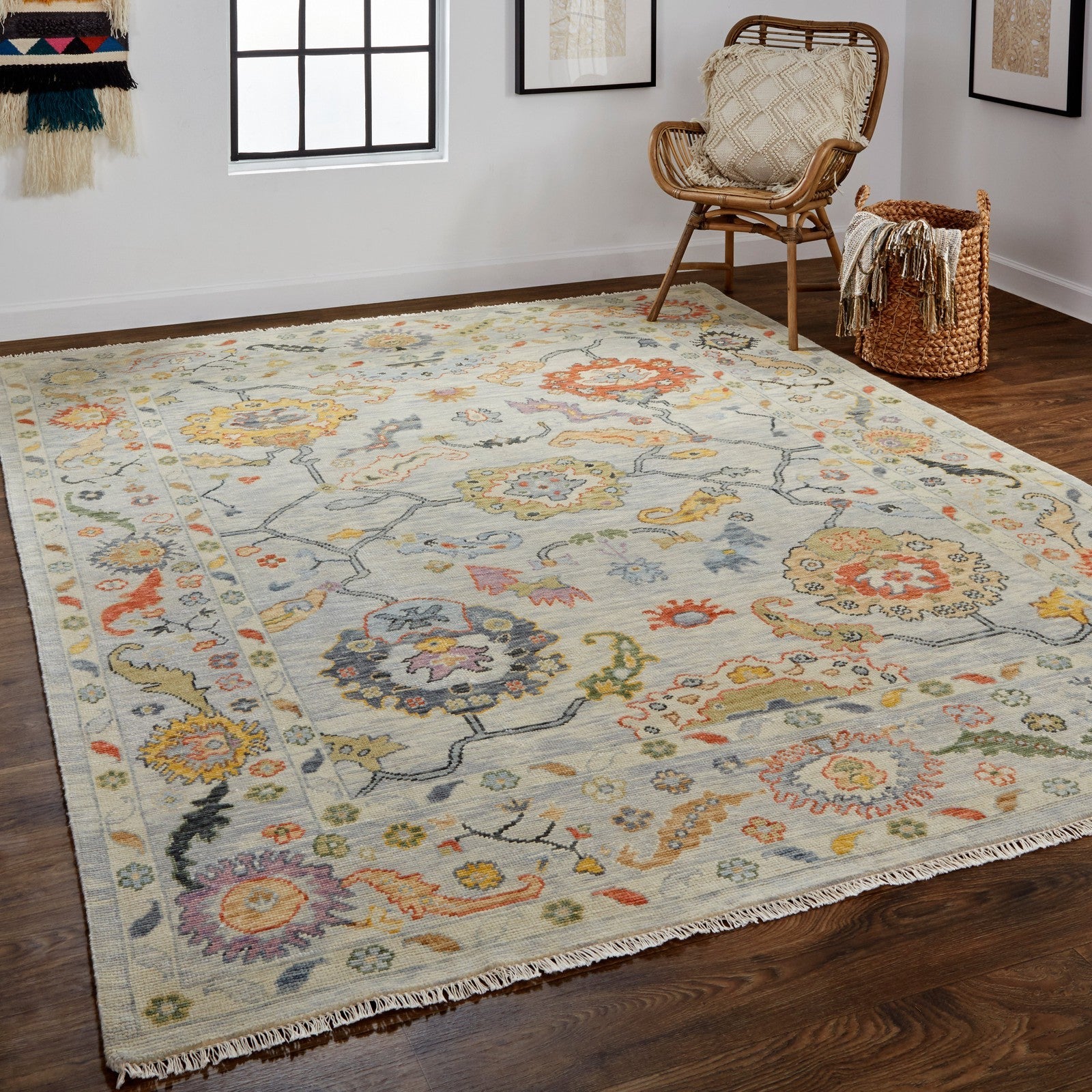 Feizy Karina 6793F Traditional Persian in Gray/Yellow/Red - Image 3