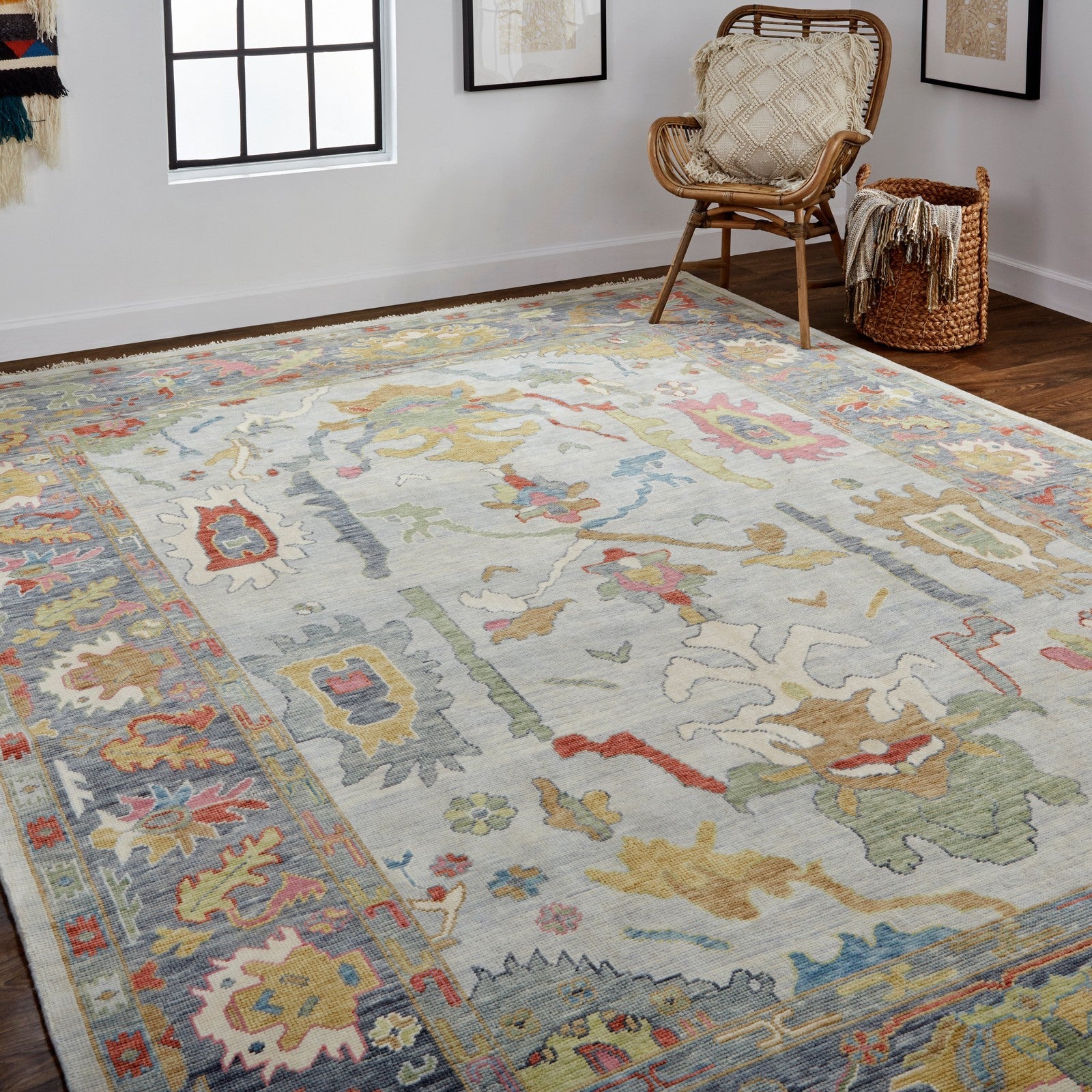 Feizy Karina 6794F Traditional Persian in Blue/Gray/Gold - Image 3
