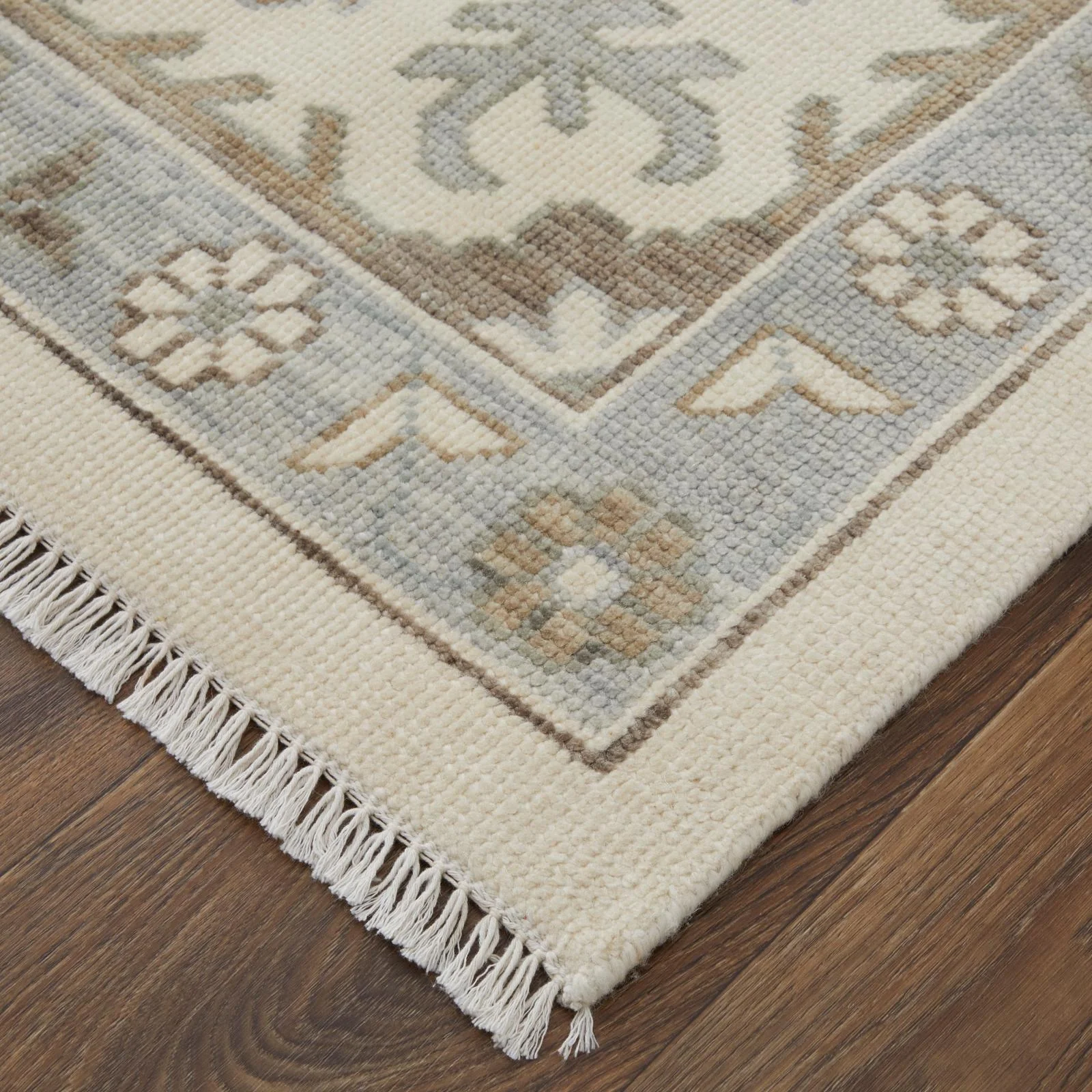 Feizy Karina 69G5F Transitional Floral & Botanical Rug in Ivory/Gray/Brown - Image 3