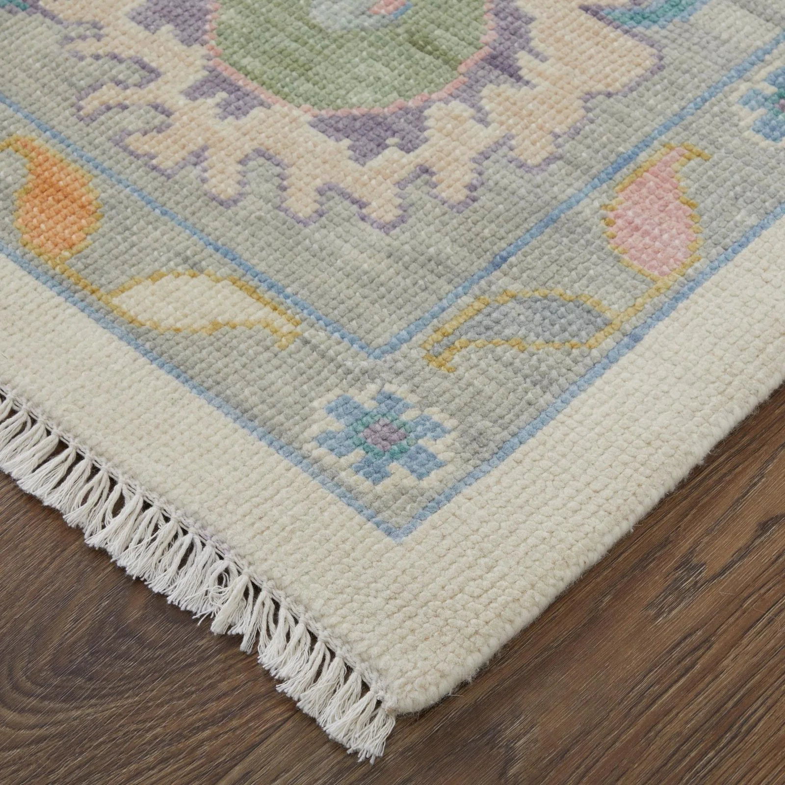Feizy Karina 69G9F Transitional Floral & Botanical Rug in Ivory/Orange/Blue - Image 2