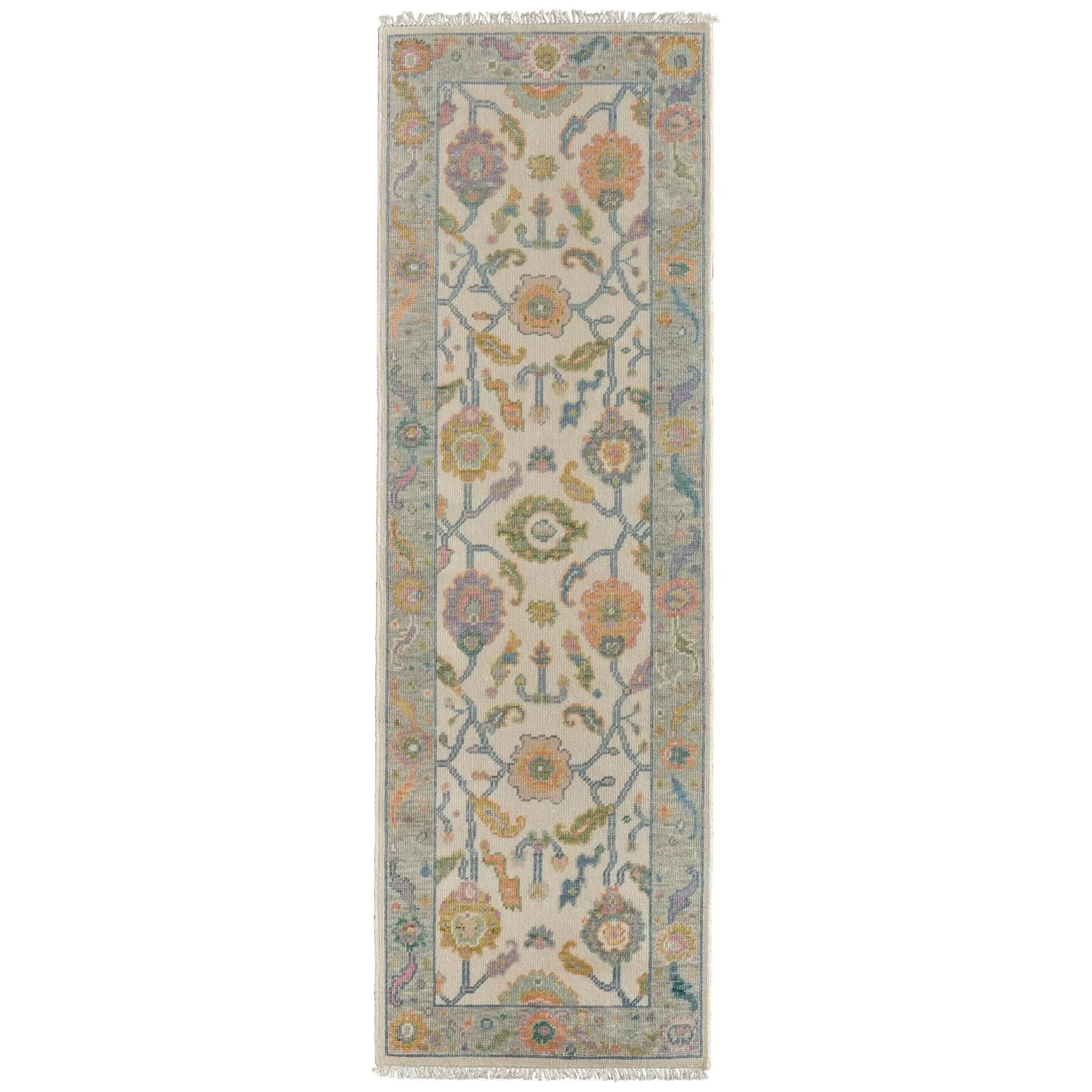 Feizy Karina 69G9F Transitional Floral & Botanical Rug in Ivory/Orange/Blue - Image 8