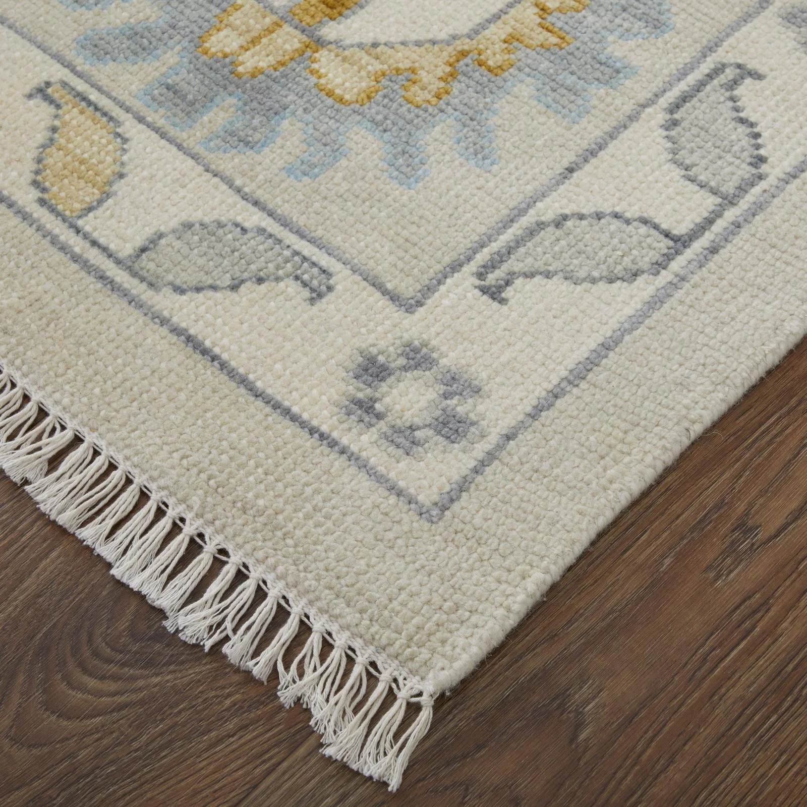 Feizy Karina 69GBF Transitional Floral & Botanical Rug in Ivory/Gold/Green - Image 2