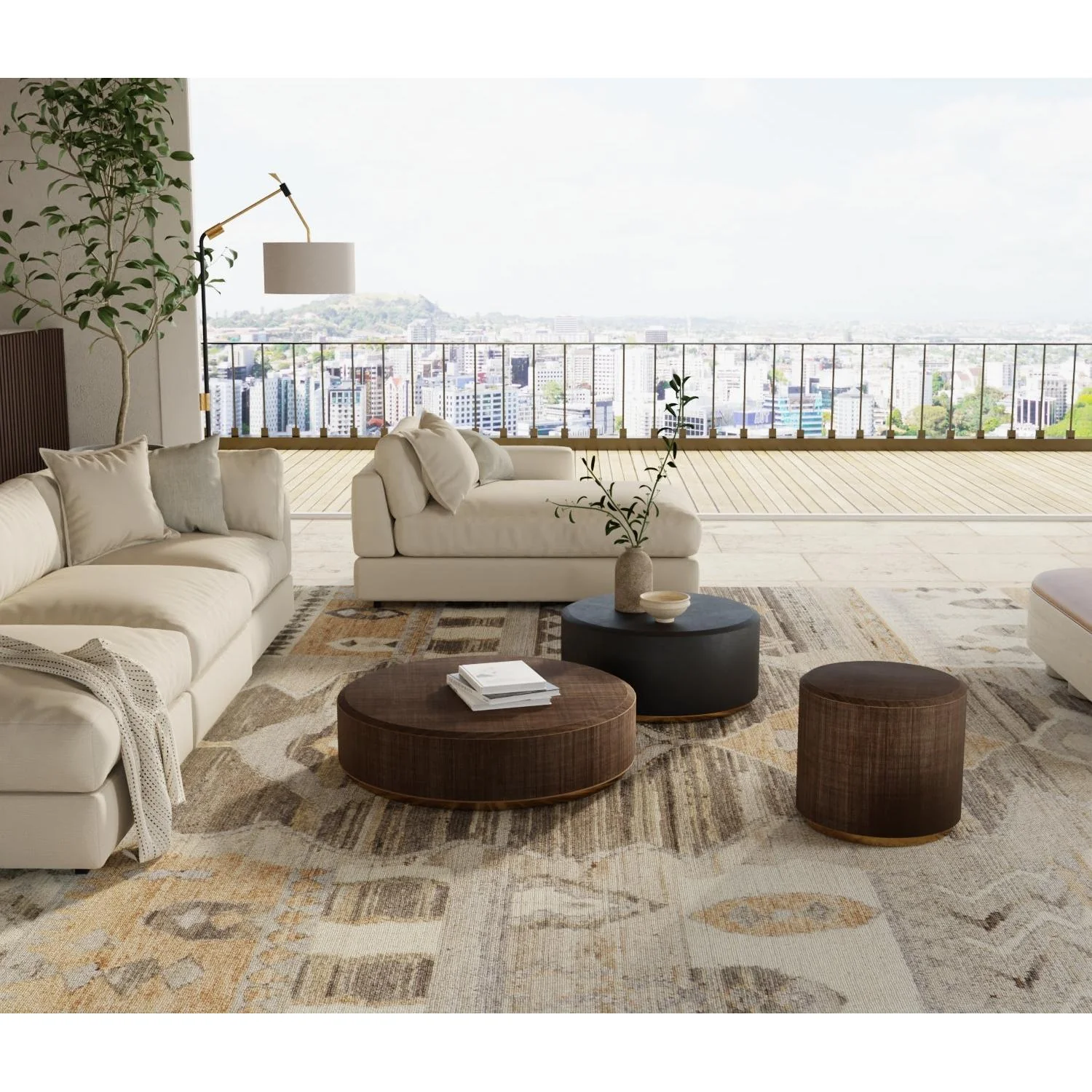 Feizy Kasbah 69FZF Transitional Moroccan Rug in Ivory/Gray/Orange - Image 2