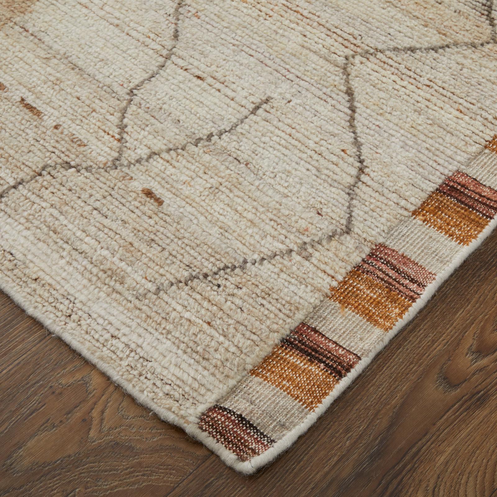 Feizy Kasbah 69G0F Transitional Moroccan Rug in Ivory/Tan/Orange - Image 3