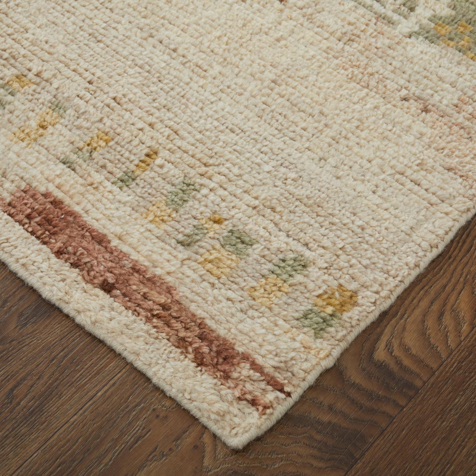 Feizy Kasbah 69G2F Modern Abstract Rug in Tan/Red/Green - Image 3