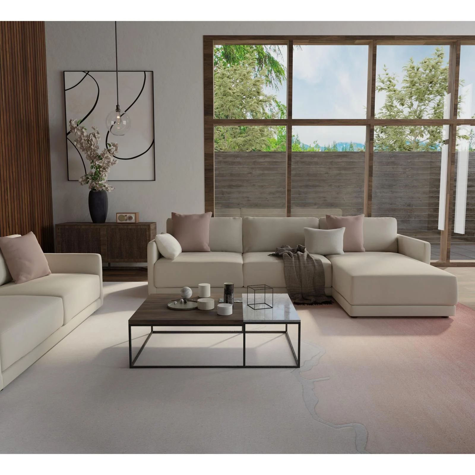 Feizy Katya 8989F Modern Gradient & Ombre Rug in Pink/Ivory - Image 2