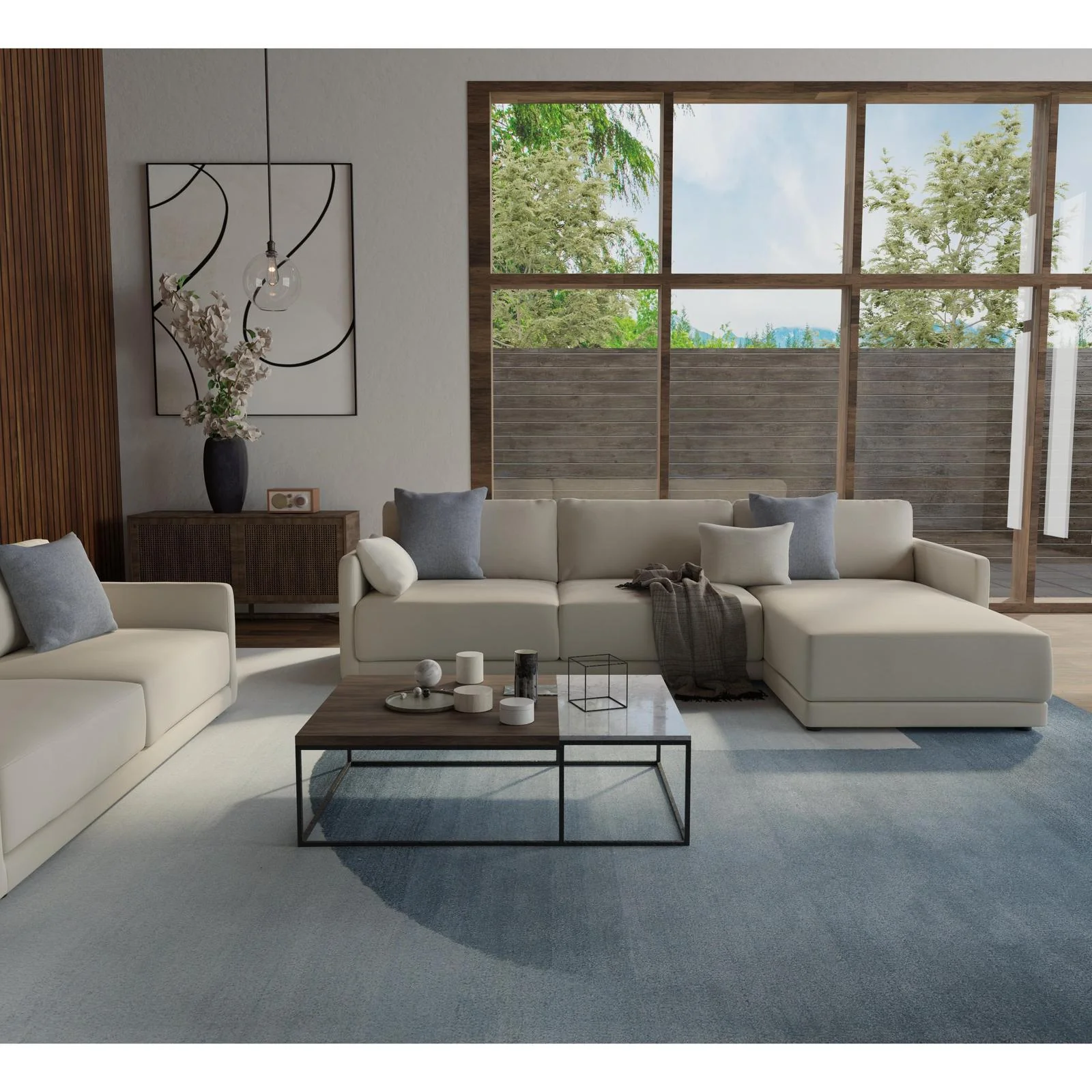 Feizy Katya 8991F Modern Geometric Rug in Blue/White - Image 2