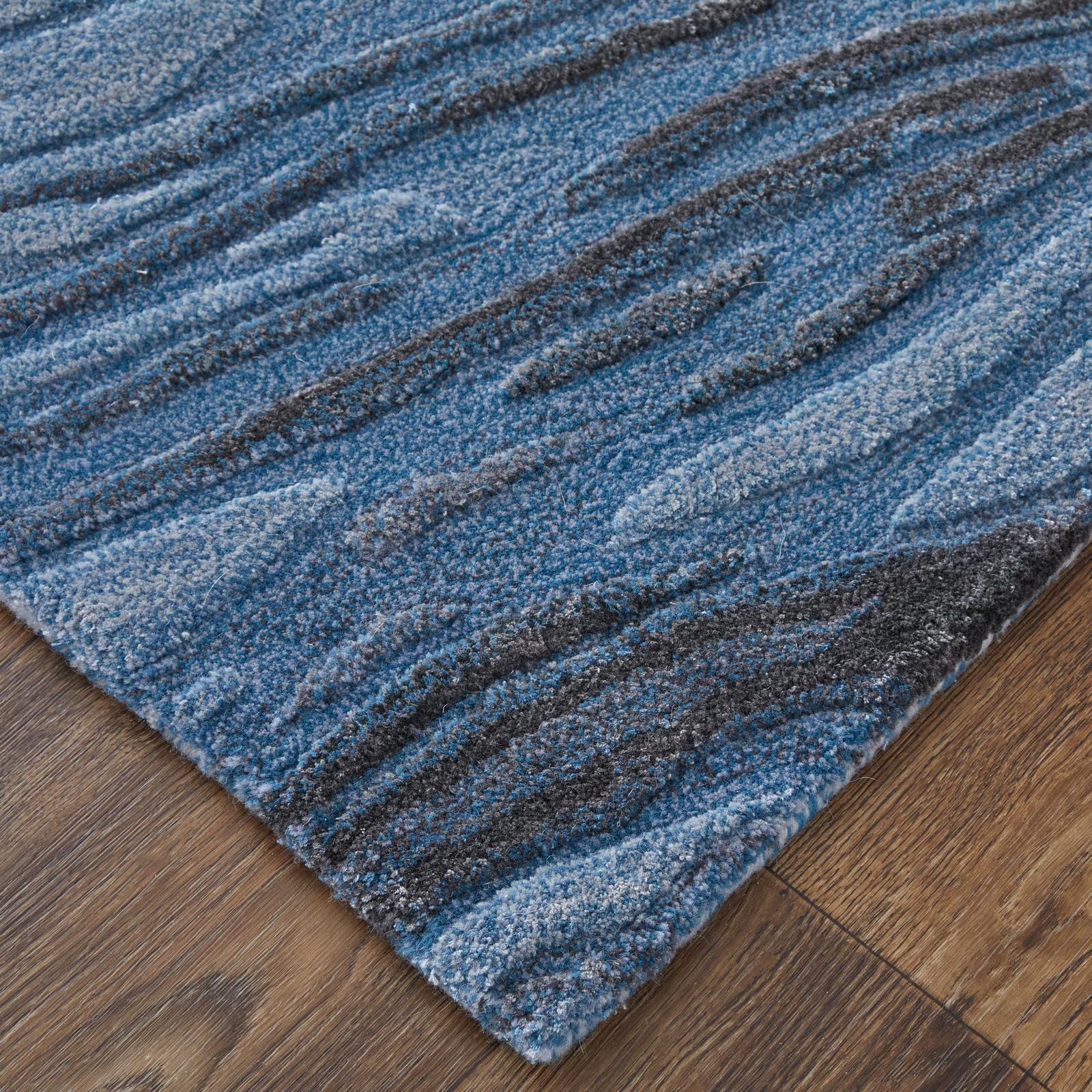 Feizy Kawai 8983F Modern Abstract Rug in Blue/Black/Gray - Image 3