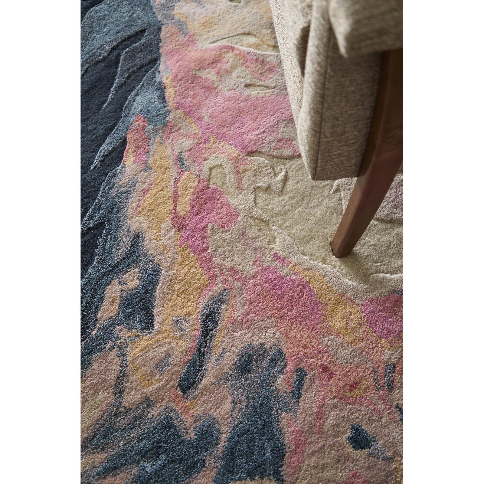 Feizy Kawai 8985F Modern Abstract Rug in Pink/Blue/Ivory - Image 4