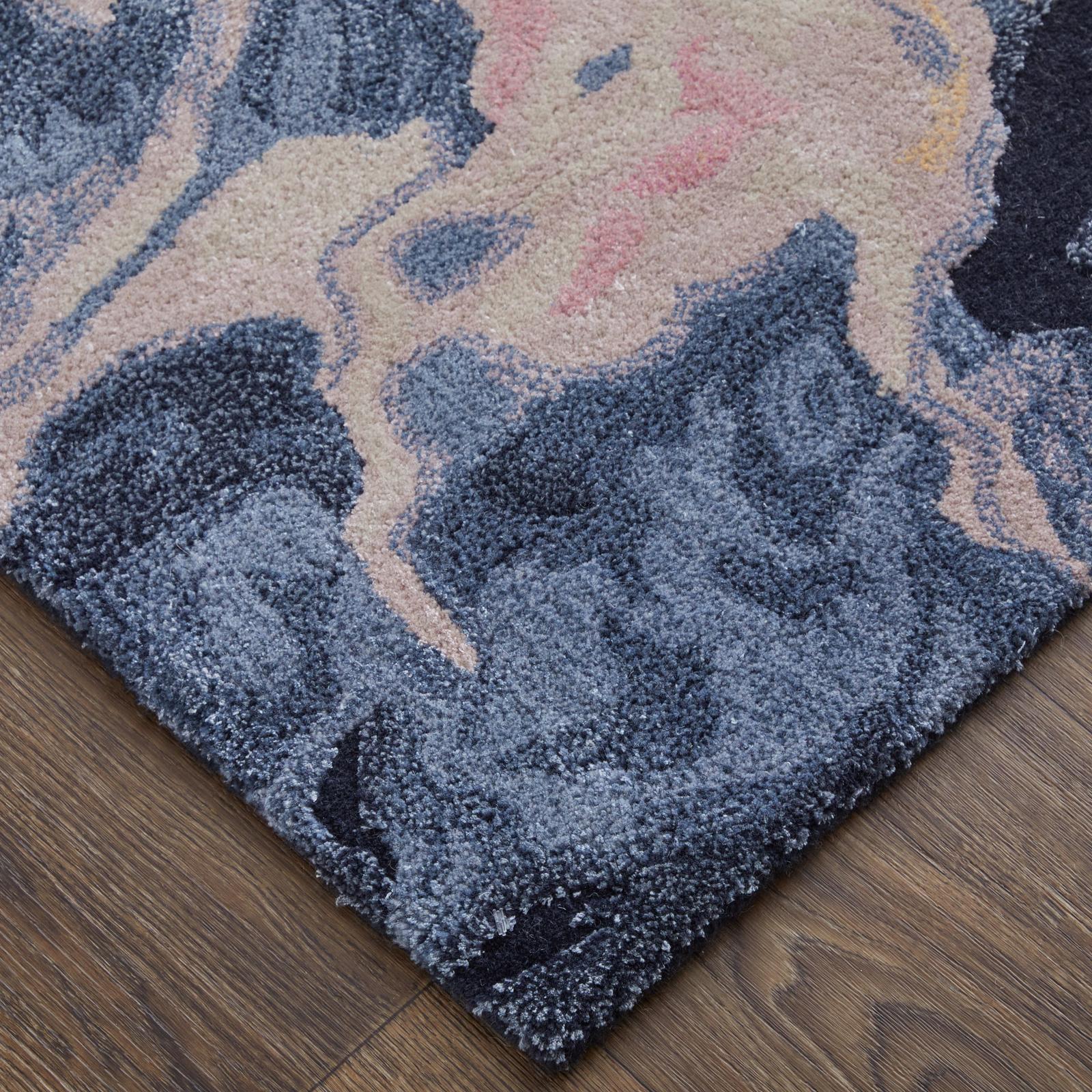 Feizy Kawai 8985F Modern Abstract Rug in Pink/Blue/Ivory - Image 5