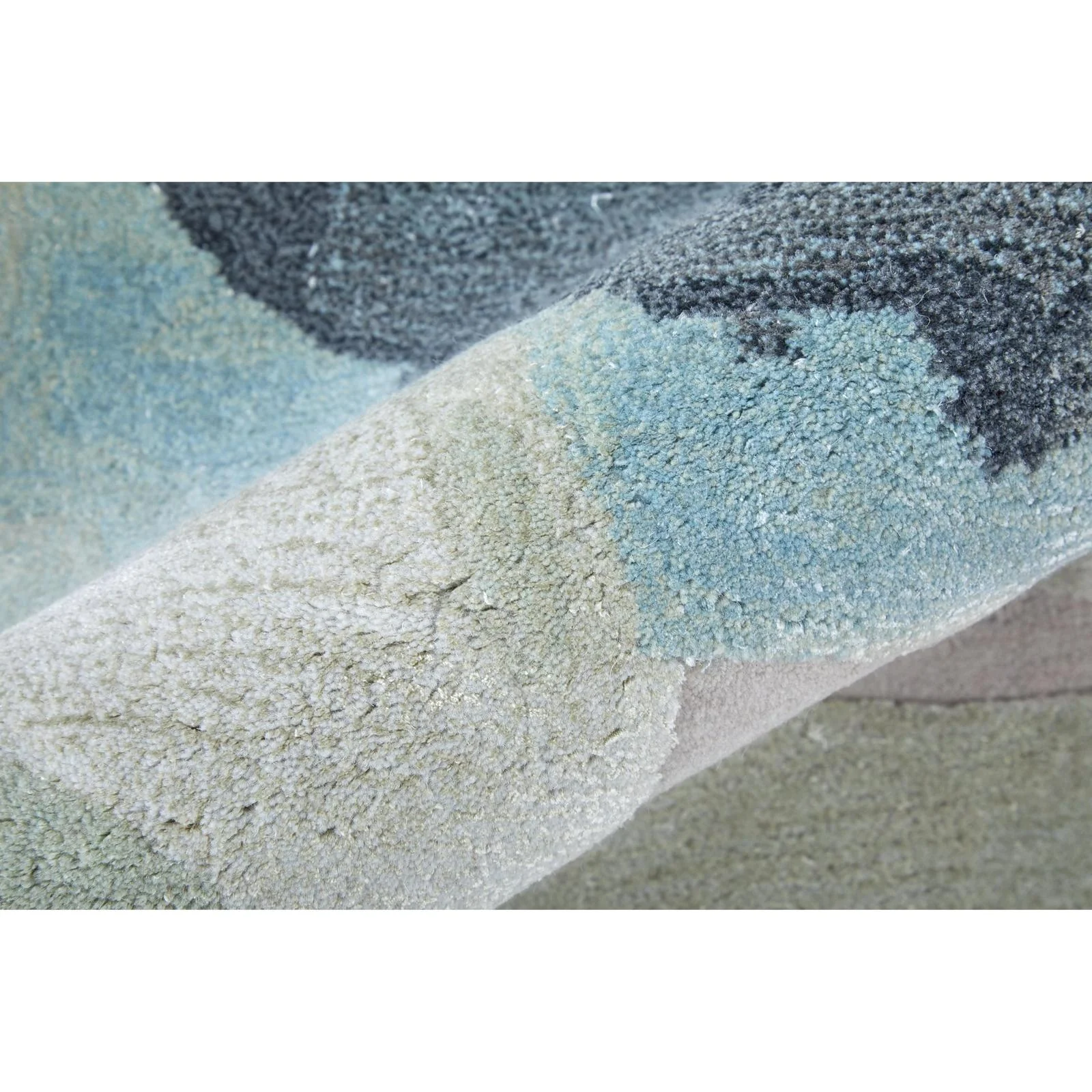 Feizy Kawai 8986F Modern Abstract Rug in Green/Blue/Ivory - Image 5