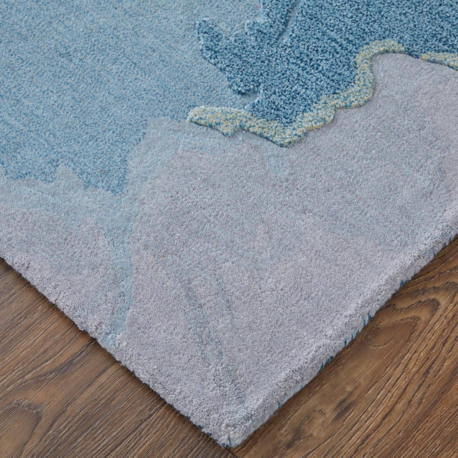 Feizy Kawai 8987F Modern Abstract Rug in Blue/Gold/Gray - Image 4