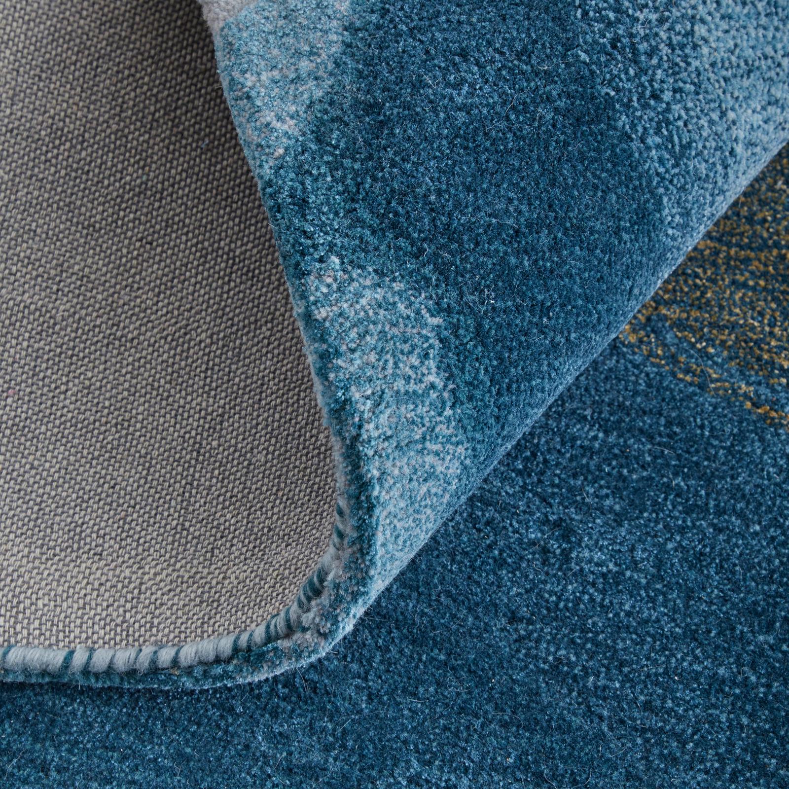 Feizy Kawai 8987F Modern Abstract Rug in Blue/Gold/Gray - Image 8