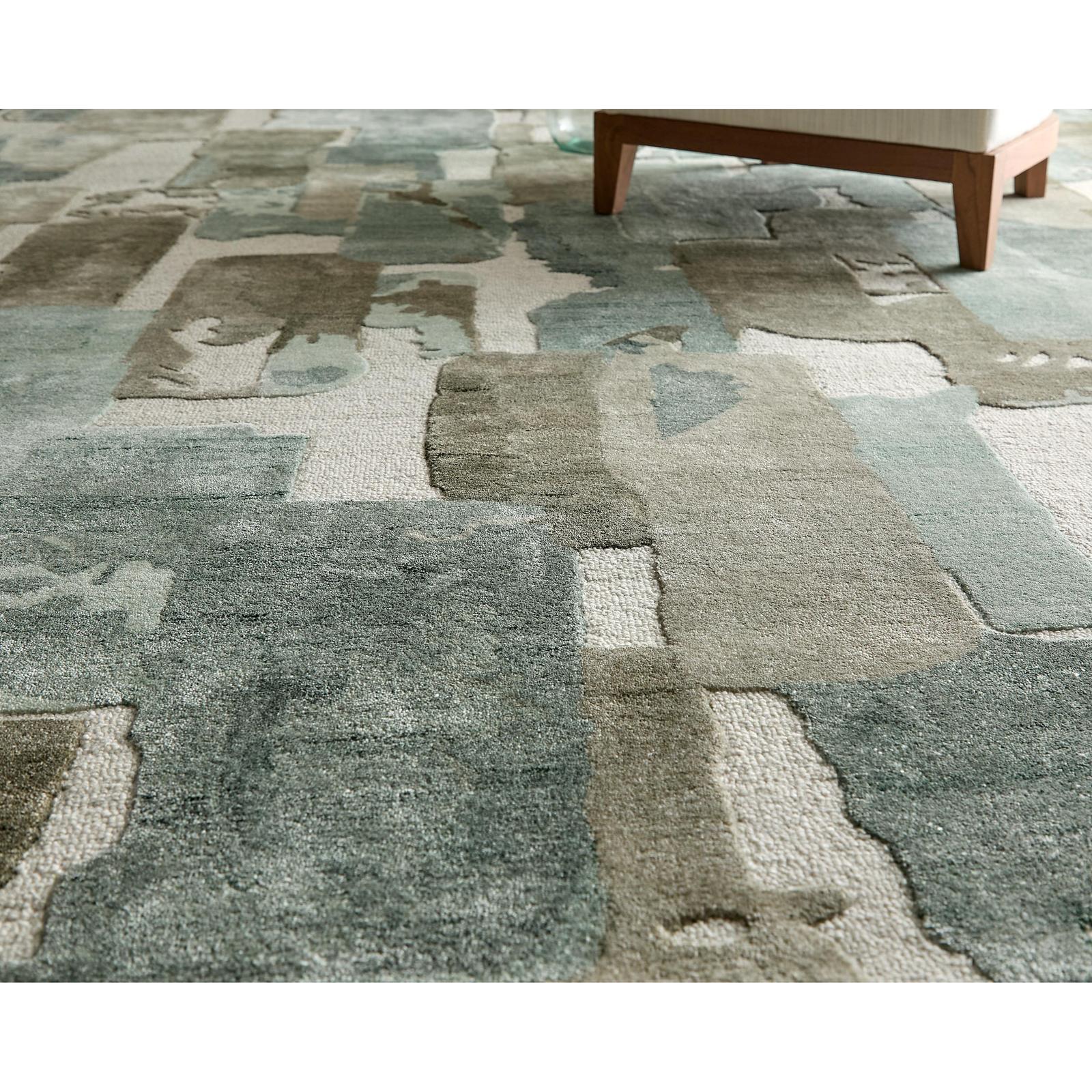 Feizy Kendall 8A59F Modern Abstract Rug in Green/Brown/Ivory - Image 2