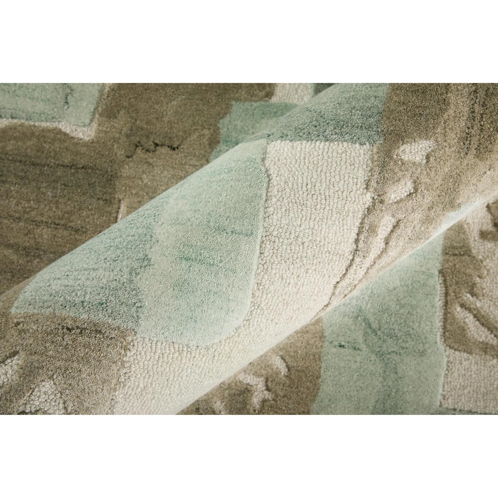 Feizy Kendall 8A59F Modern Abstract Rug in Green/Brown/Ivory - Image 6