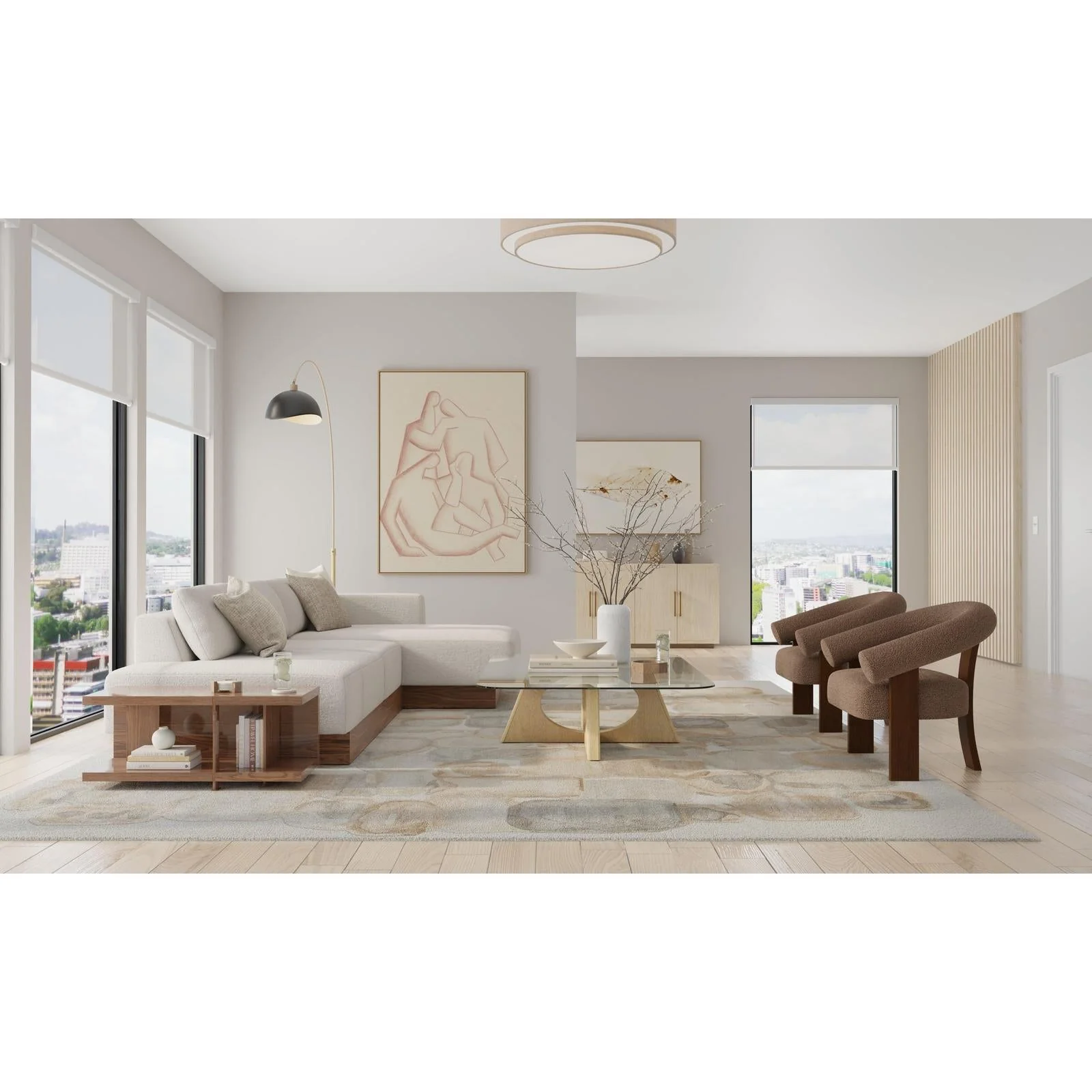 Feizy Kendall 8A61F Modern Abstract Rug in Tan/Gray/Ivory - Image 3