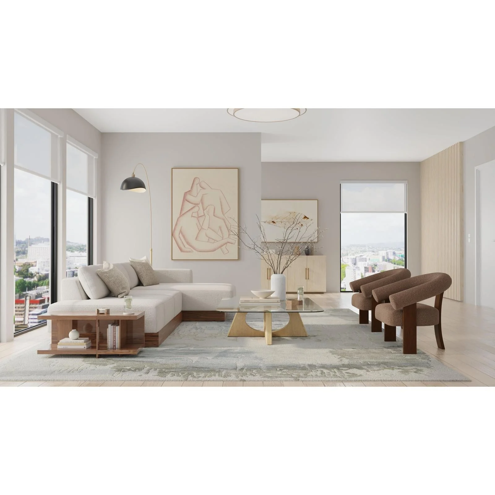 Feizy Kendall 8A62F Modern Abstract Rug in Ivory/Blue/Gray - Image 2