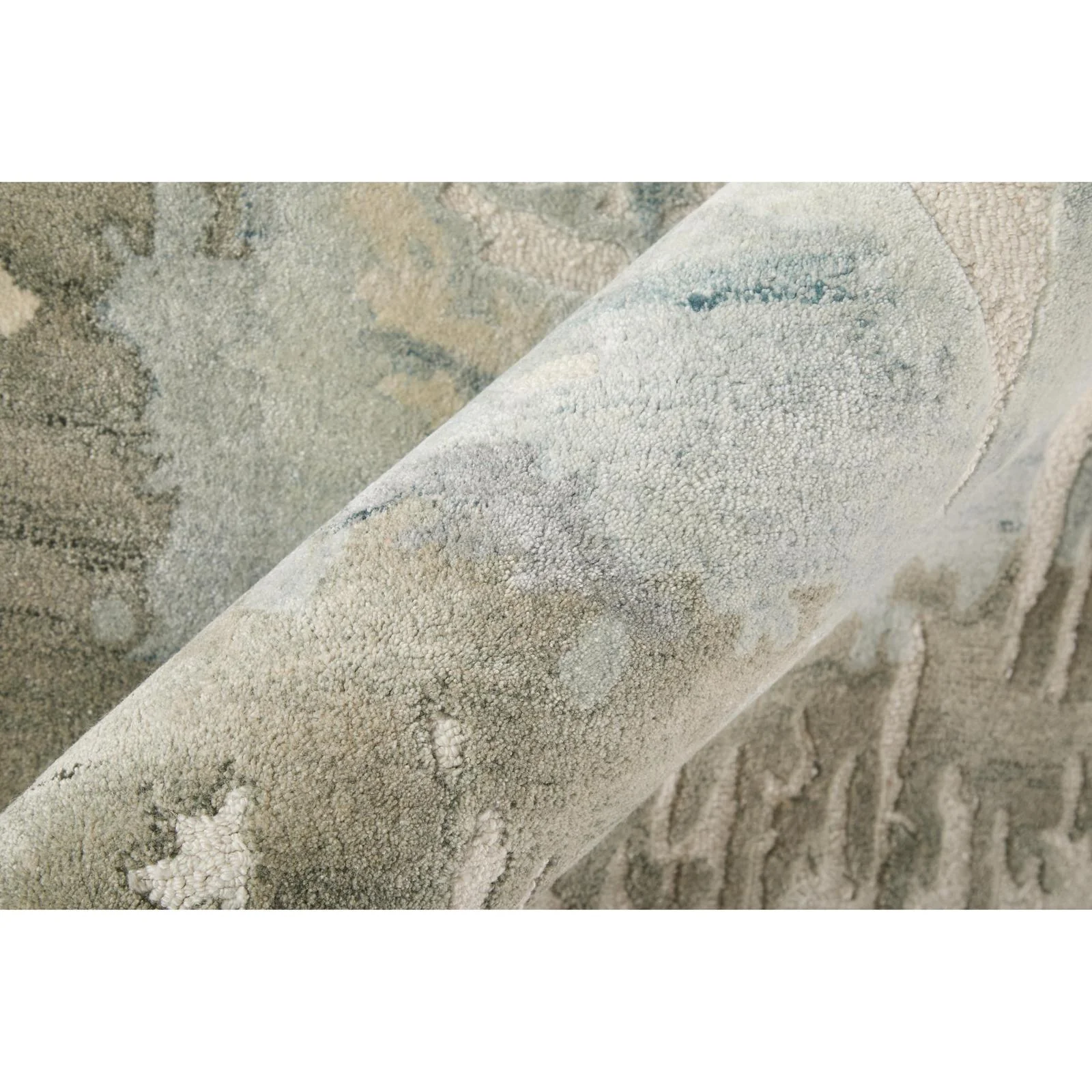 Feizy Kendall 8A62F Modern Abstract Rug in Ivory/Blue/Gray - Image 8