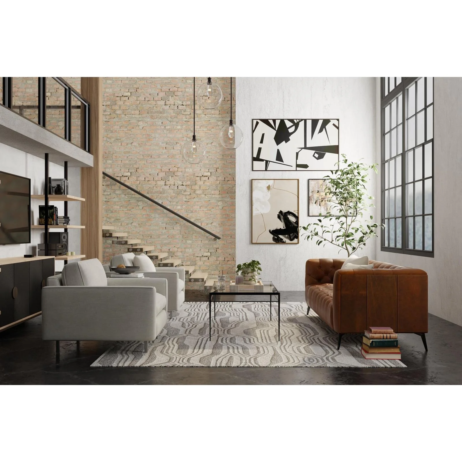 Feizy Kimball 8A34F Transitional Abstract Rug in Ivory/Gray - Image 2