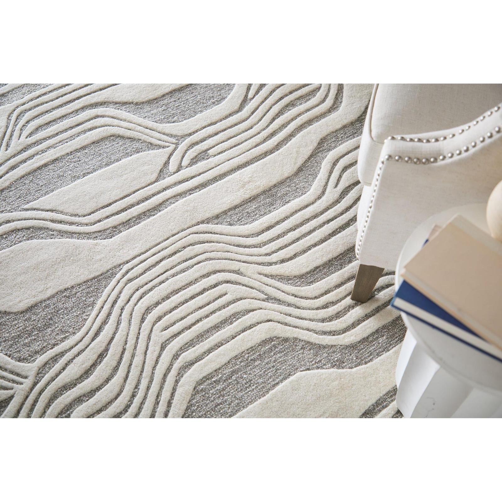 Feizy Kimball 8A34F Transitional Abstract Rug in Ivory/Gray - Image 3