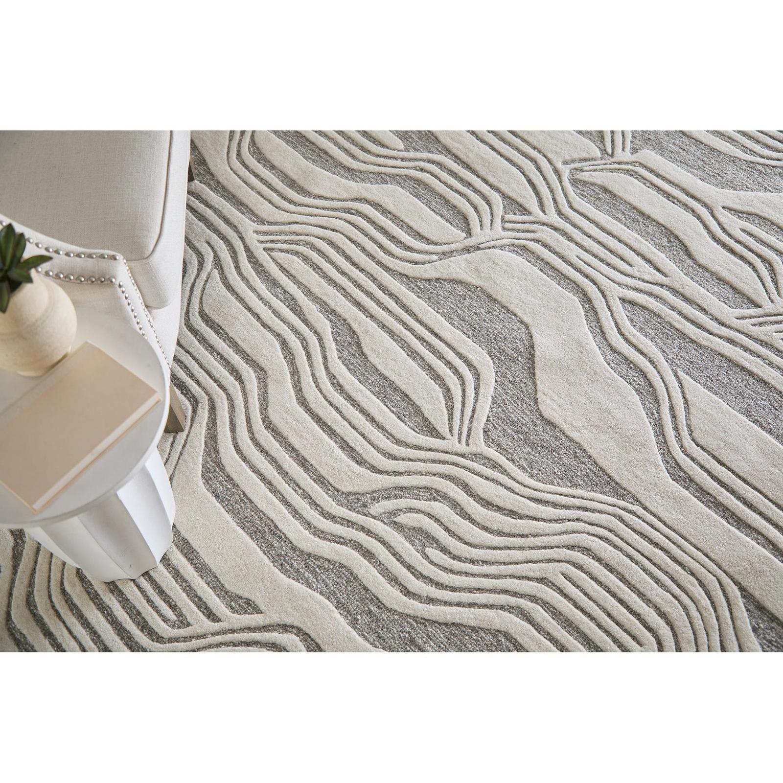 Feizy Kimball 8A34F Transitional Abstract Rug in Ivory/Gray - Image 4