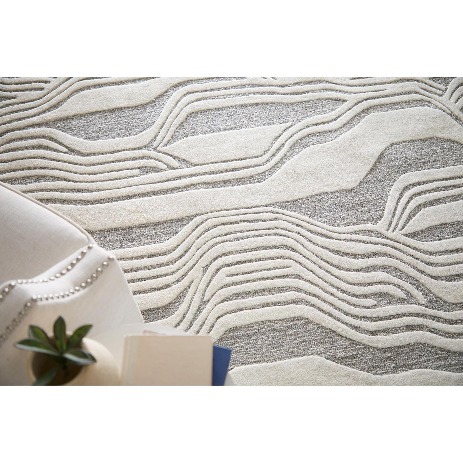 Feizy Kimball 8A34F Transitional Abstract Rug in Ivory/Gray - Image 5